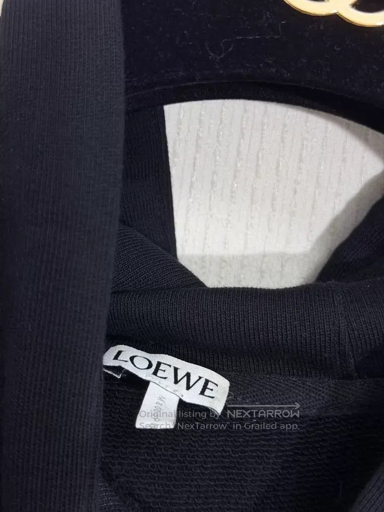 Loewe Loewe Leather Badge Big Logo Black Hoodie Size M / US 6-8 / IT 42-44 - 3 Thumbnail