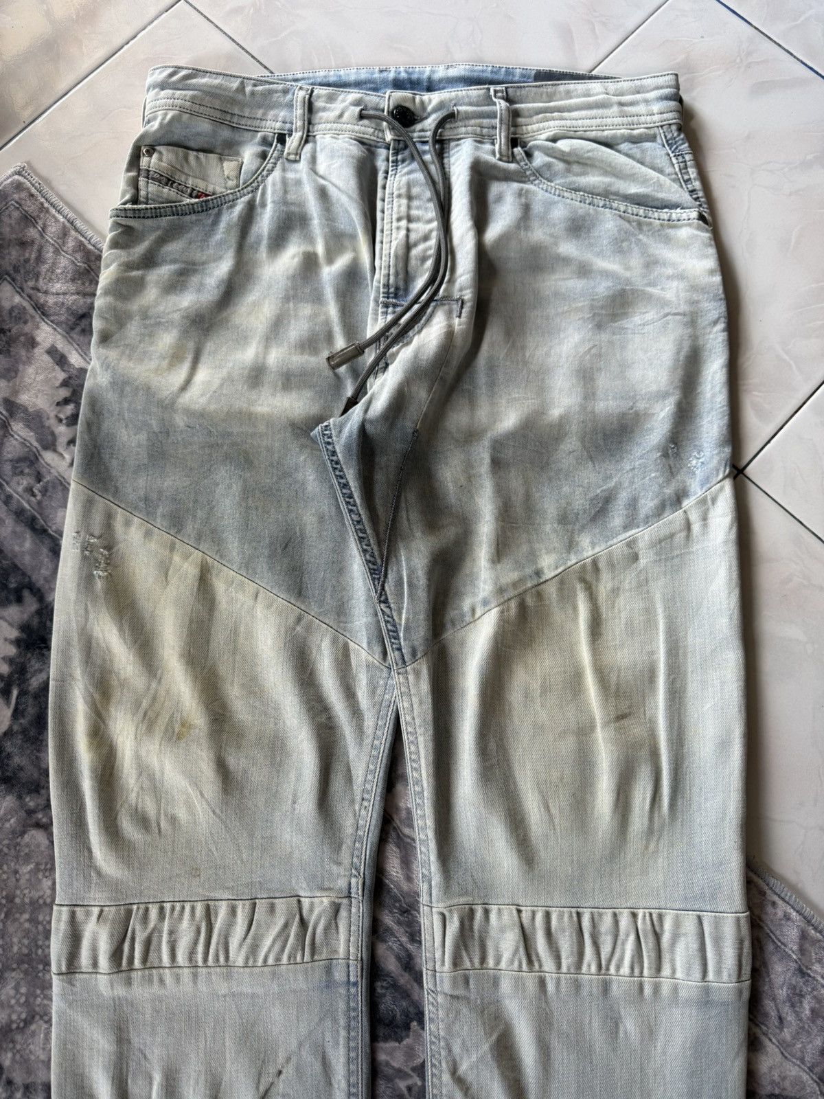 Diesel × Vintage 2000s Diesel Narrot Dr-Ne Denim Hybrid Sweatpants Size US 31 - 3 Thumbnail