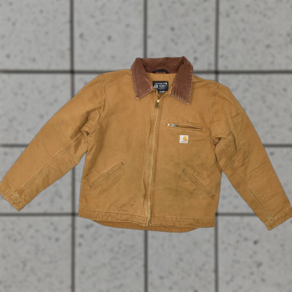 Carhartt Jacket Bomber J97 Detroit Brown Men's M Duck Canvas Lined Polyester