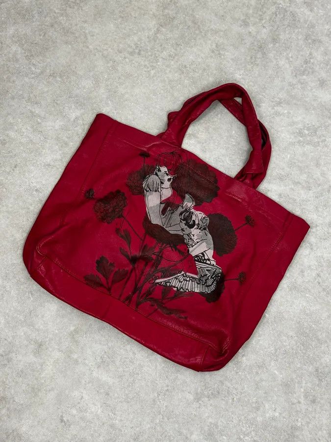 John Galliano AW2010 John Galliano Red Dahlia Flowers & Geiko Girls Print Tote Bag Size ONE SIZE - 5 Thumbnail