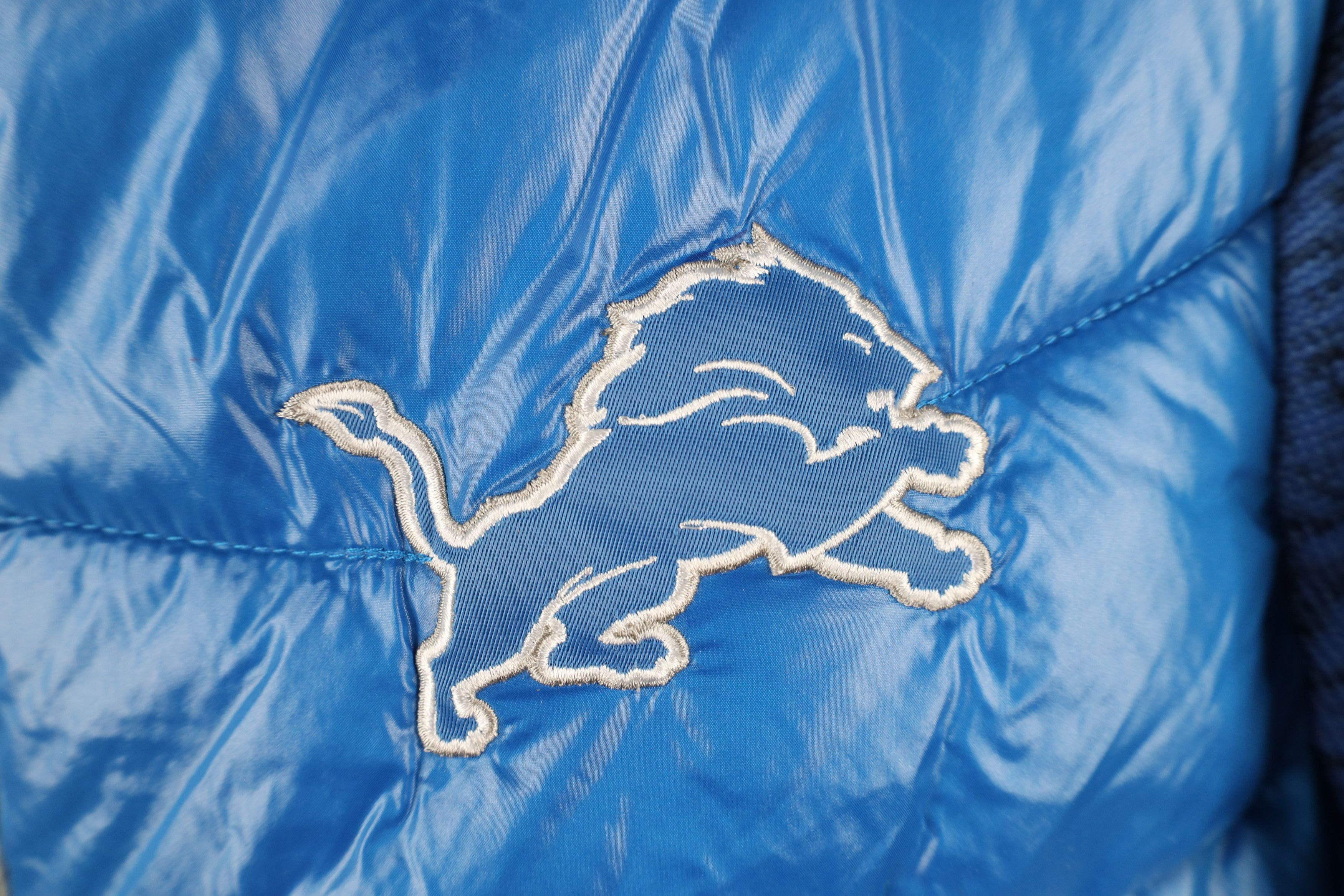 Vintage Vintage NFL Lions Football Puffer Sweater Jacket Blue Size XXL / US 16-18 / IT 52-54 - 4 Thumbnail