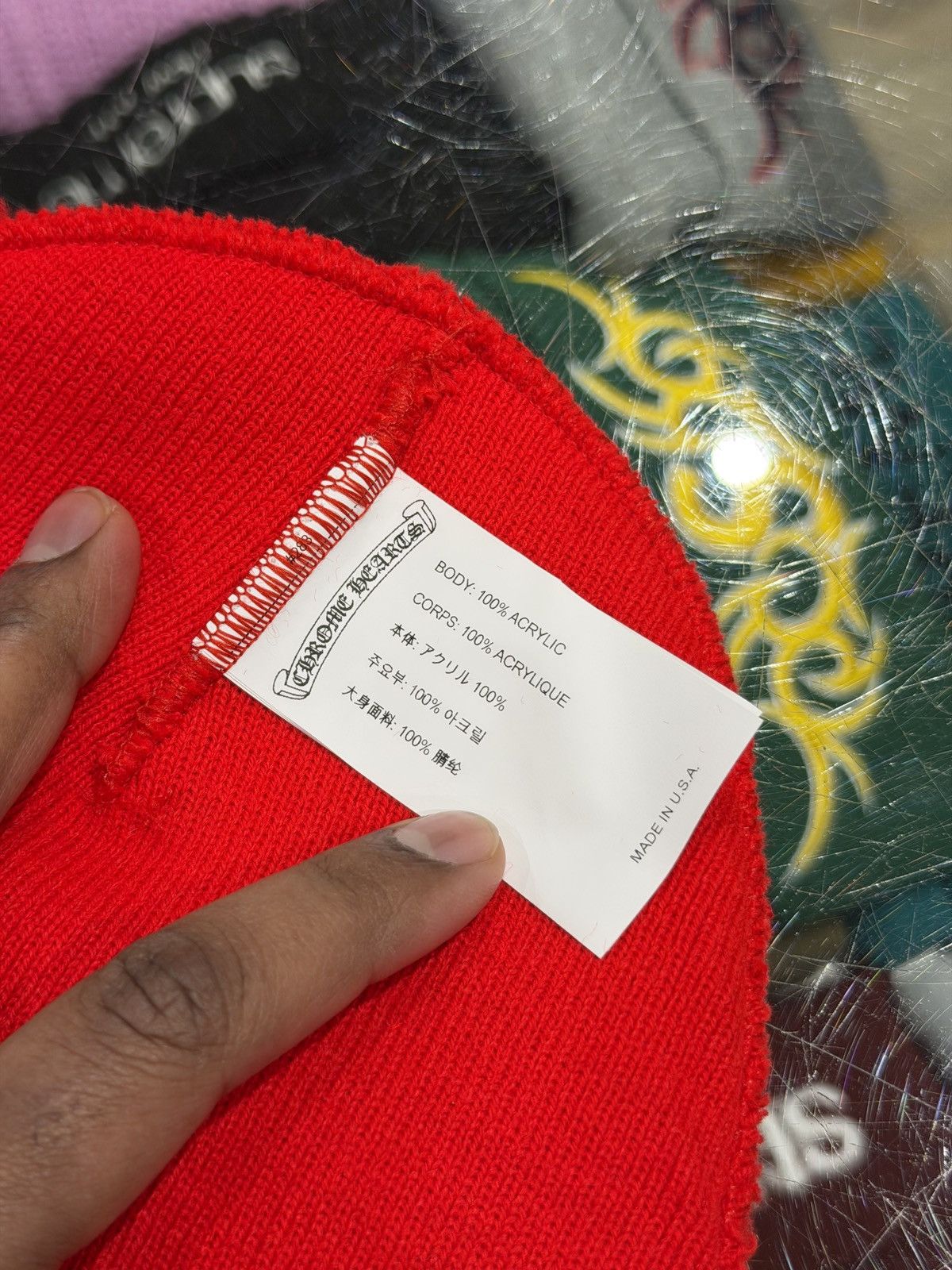 Chrome Hearts Chrome Hearts Logo Beanie Red Size ONE SIZE - 3 Thumbnail