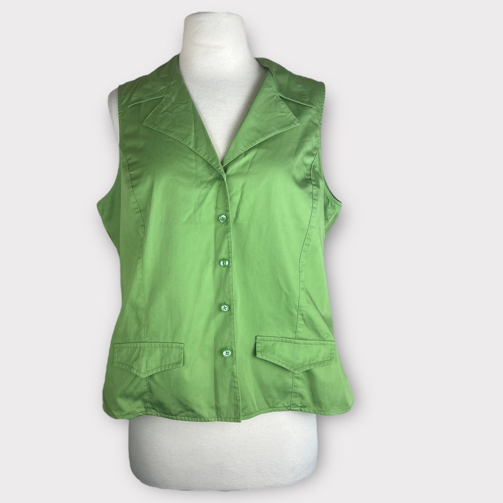 Vintage Talbots Vintage 90s Lime Green Vest Sleeveless Blouse PLUS Size L / US 10 / IT 46 - 1 Thumbnail