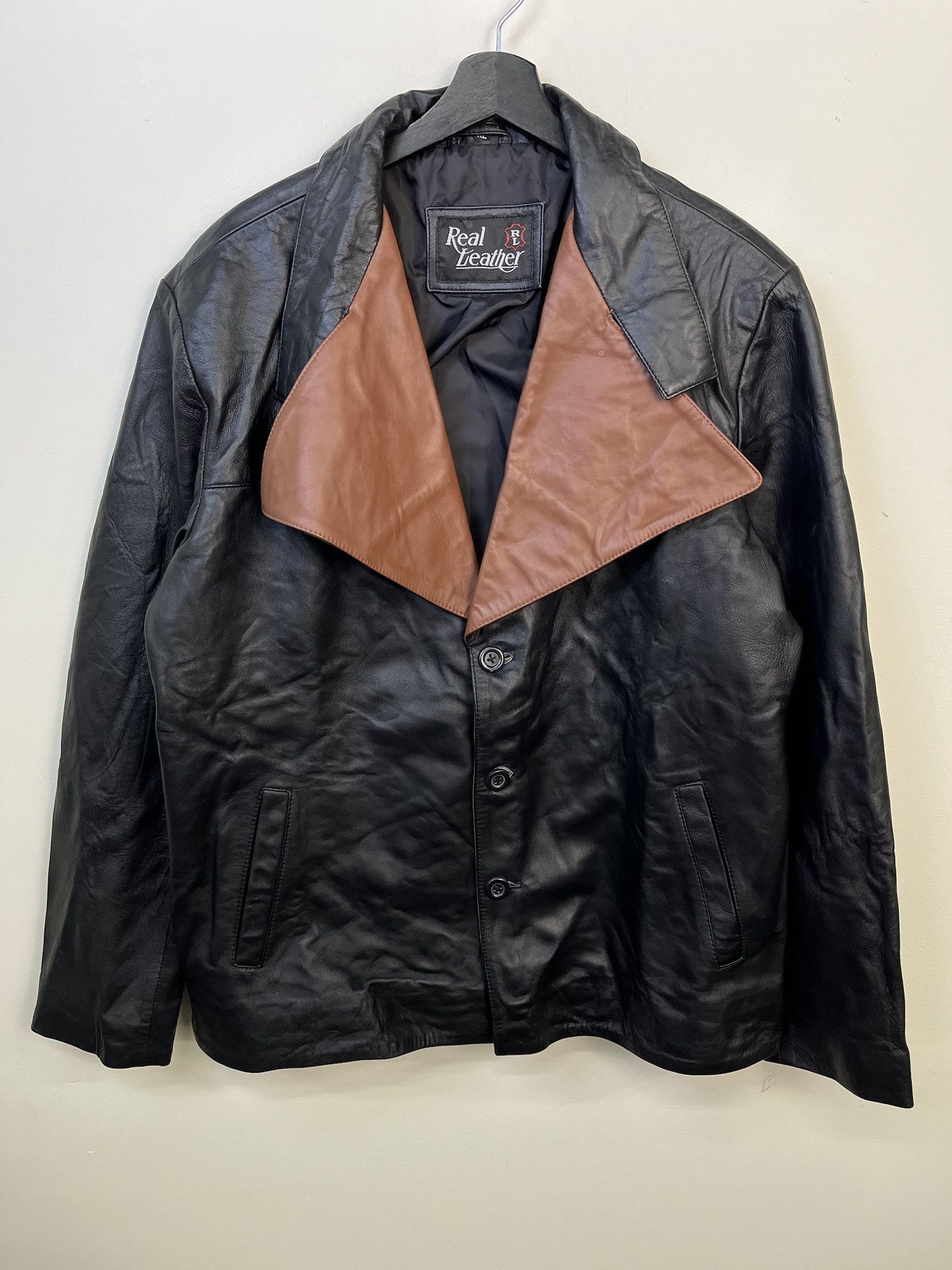 Leather × Vintage Vintage Jacket 1990s Two Tone Leather Coat Size M Size US M / EU 48-50 / 2 - 1 Thumbnail