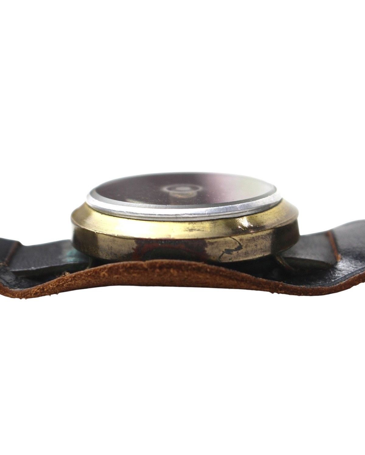 Vintage 1960S MIZUNO BRASS COMPASS ON LEATHER WRISTBAND Size ONE SIZE - 7 Thumbnail