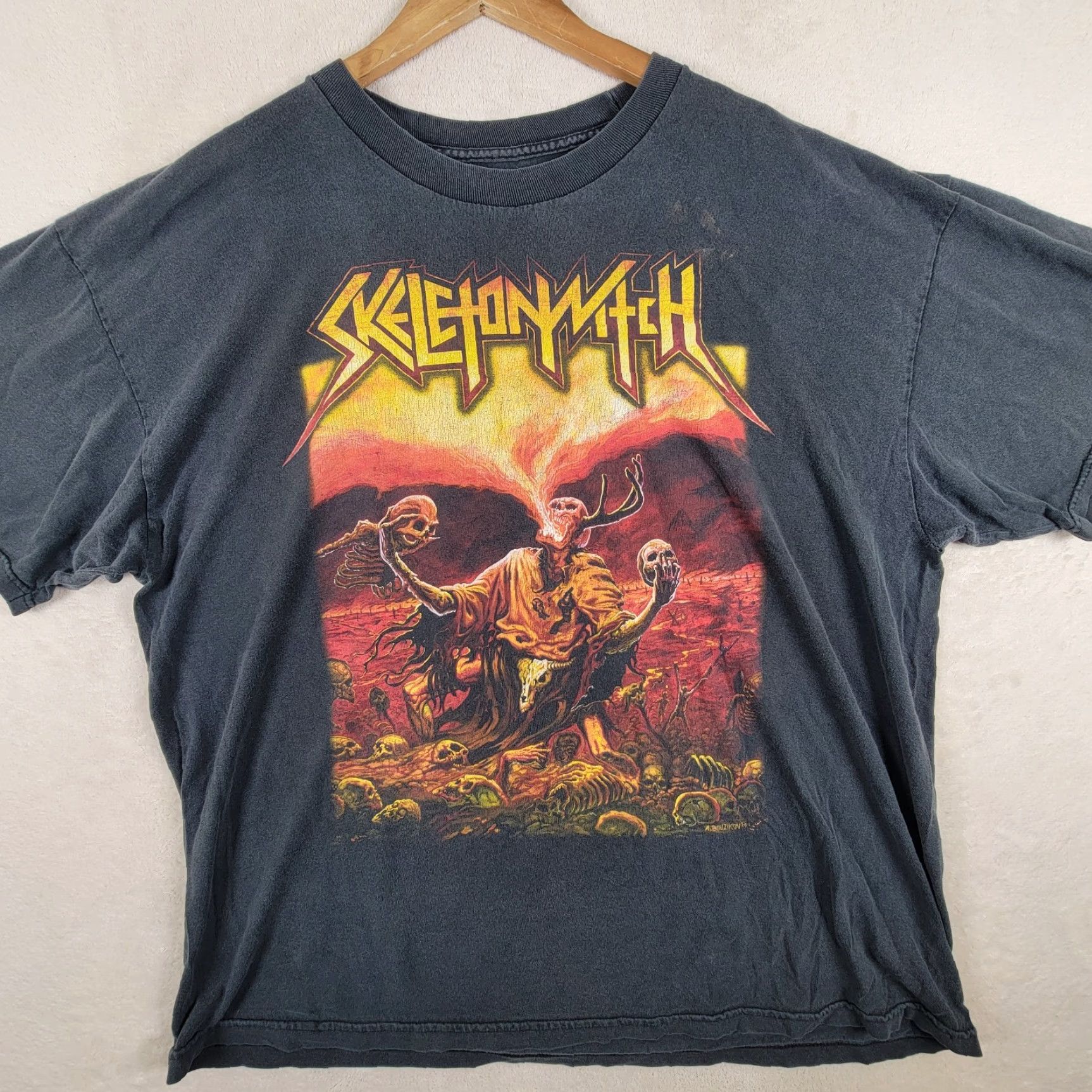 Etro Rare Skeletonwitch Breathing The Fire Shirt 2XL Black Retro Y2K Graphic Men Size US XXL / EU 58 / 5 - 2 Thumbnail