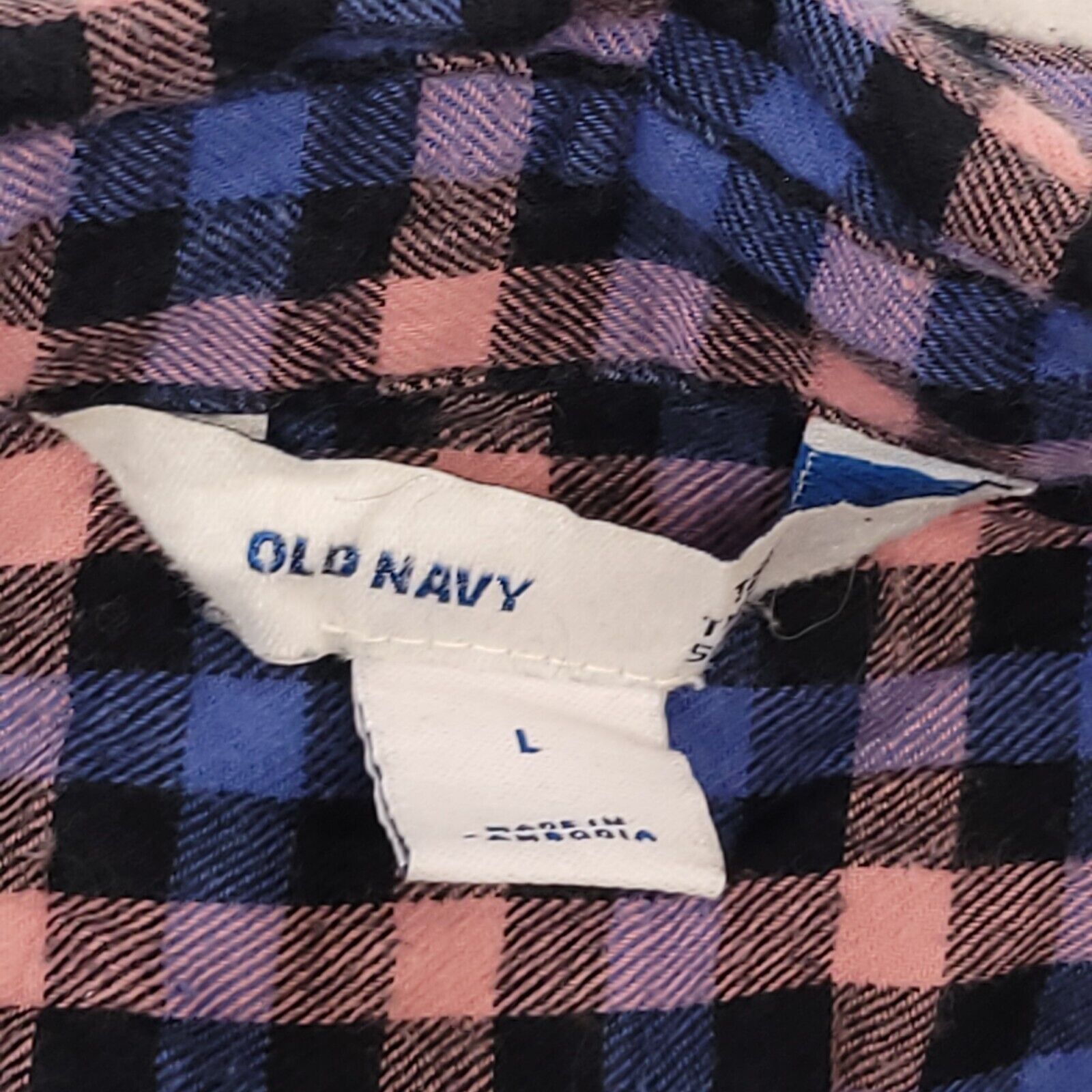 Old Navy Old Navy Buffalo Check Flannel Shirt Womens Size L Blue Pink Size L / US 10 / IT 46 - 3 Thumbnail