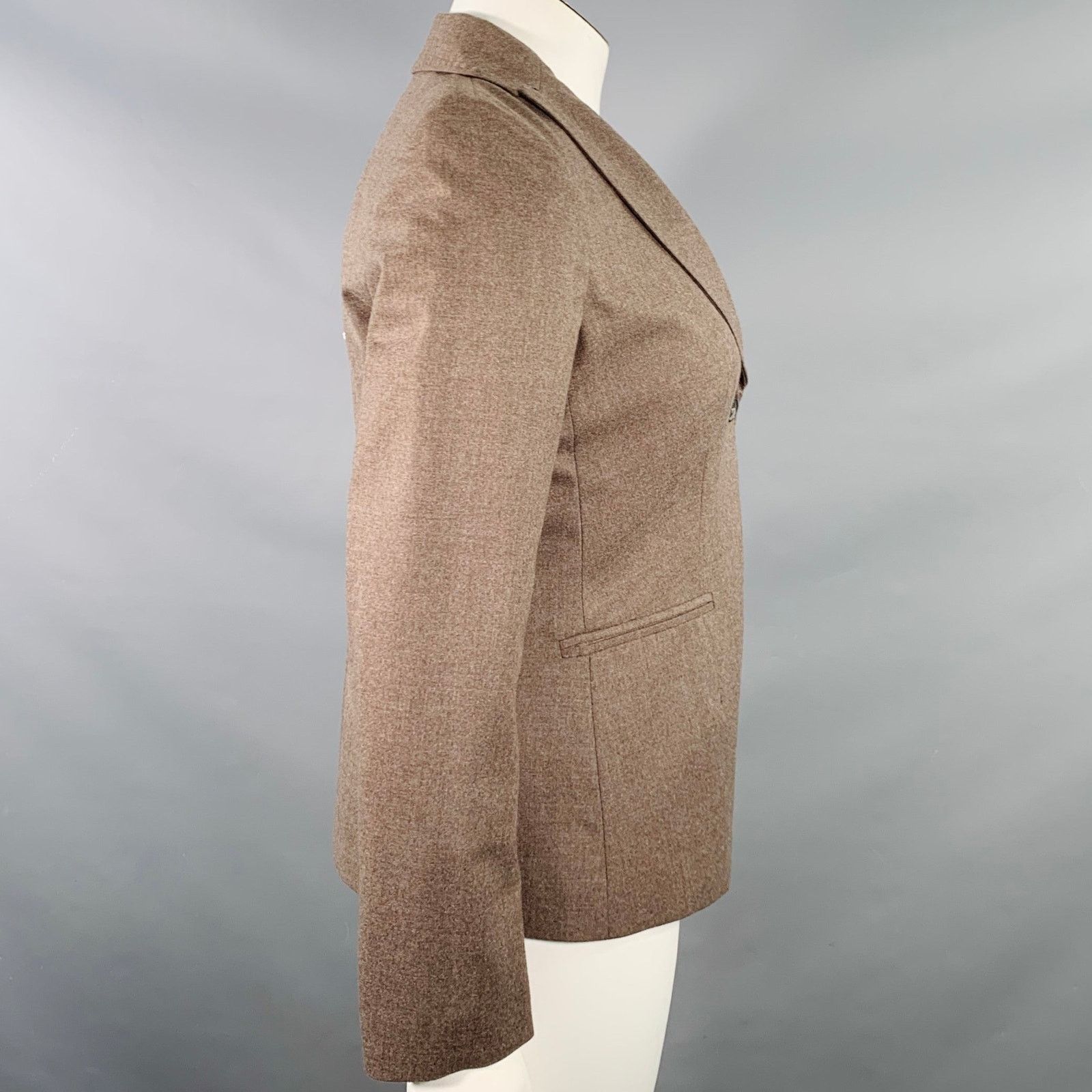 Piazza Sempione PIAZZA SEMPIONE L Taupe Wool Blend Notch Lapel Jacket Blazer Size M / US 6-8 / IT 42-44 - 2 Thumbnail