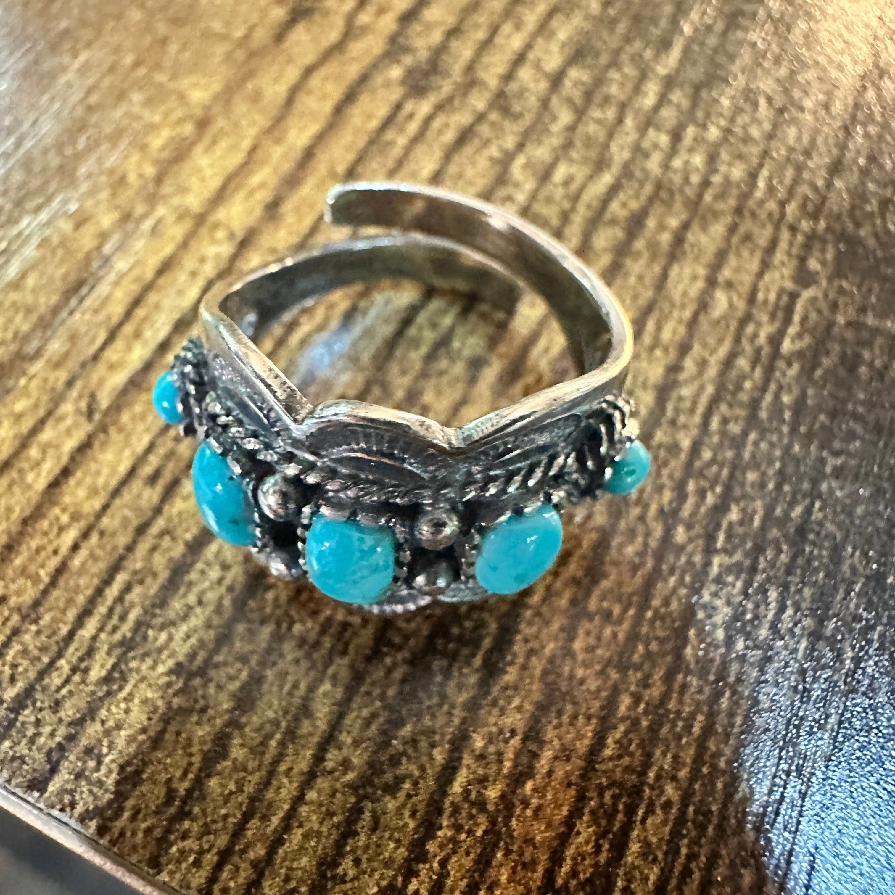 Other Boho Native American Turquoise Floral Adjustable Sterling Si Size ONE SIZE - 3 Thumbnail