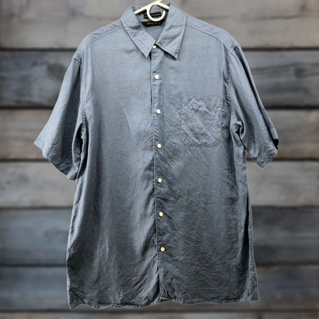 Vintage AXIST Linen Shirt Mens L Dusty Blue Short Sleeve Button Up Pocket Size US L / EU 52-54 / 3 - 1 Thumbnail