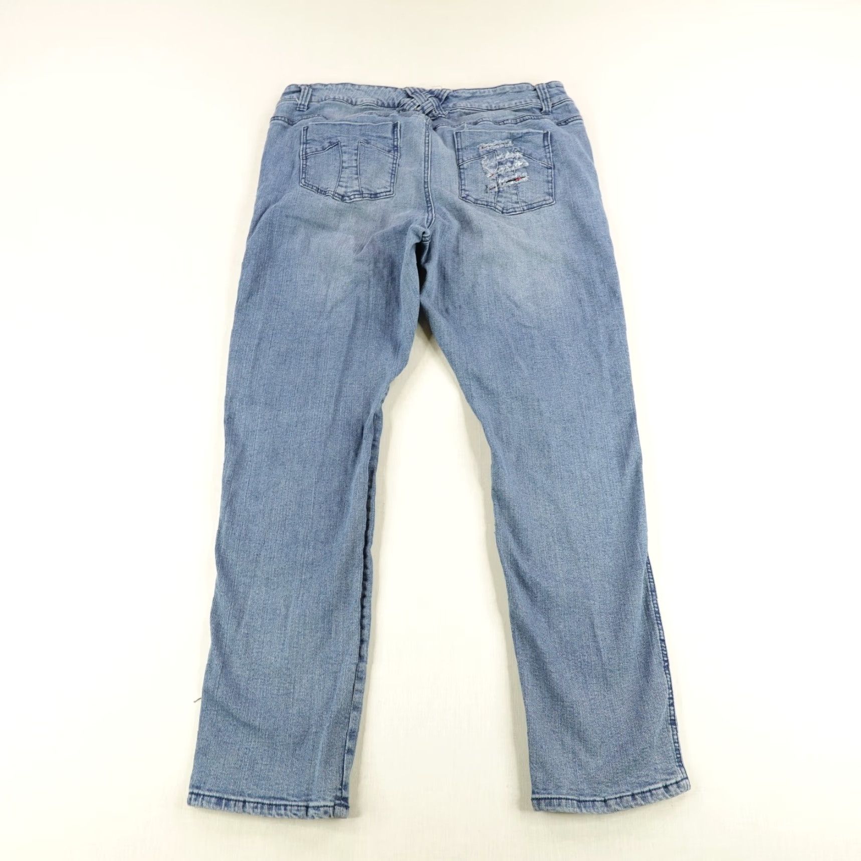 Trippen VINTAGE Tripp NYC Jeans Womens 18 Slim Fit Distressed Denim Goth Punk Cotton Blend Blue 2000s Size 35" - 4 Thumbnail
