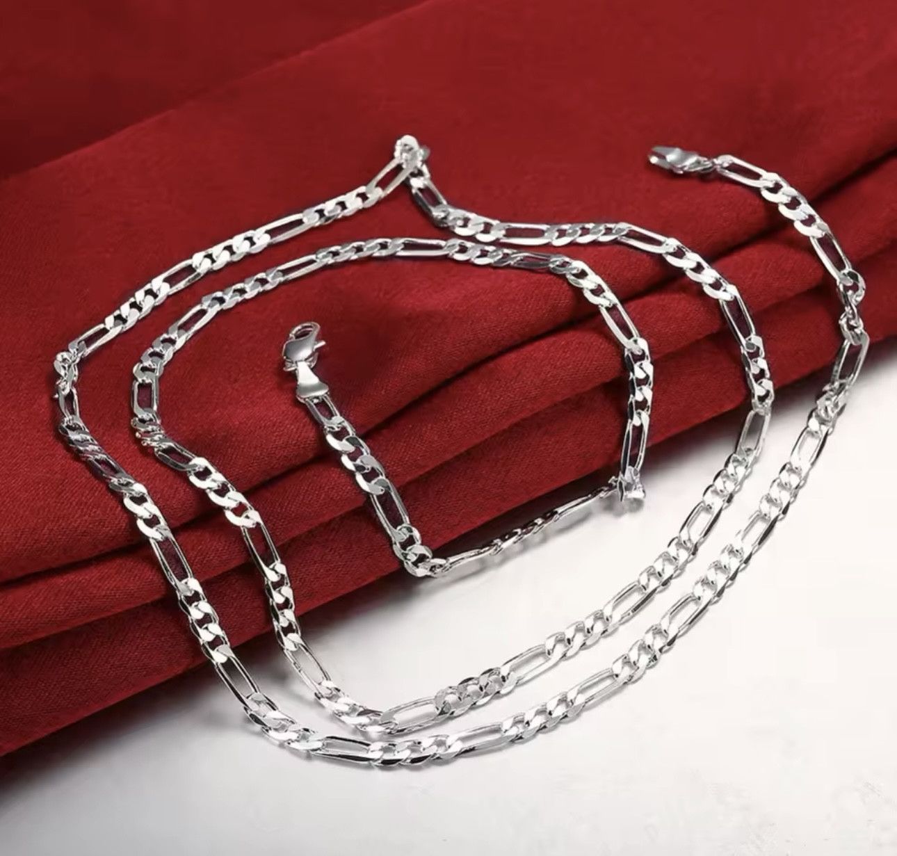 Jewelry × Sterling Silver 925 Silver 4mm Figaro Chain Necklace Size ONE SIZE - 3 Thumbnail