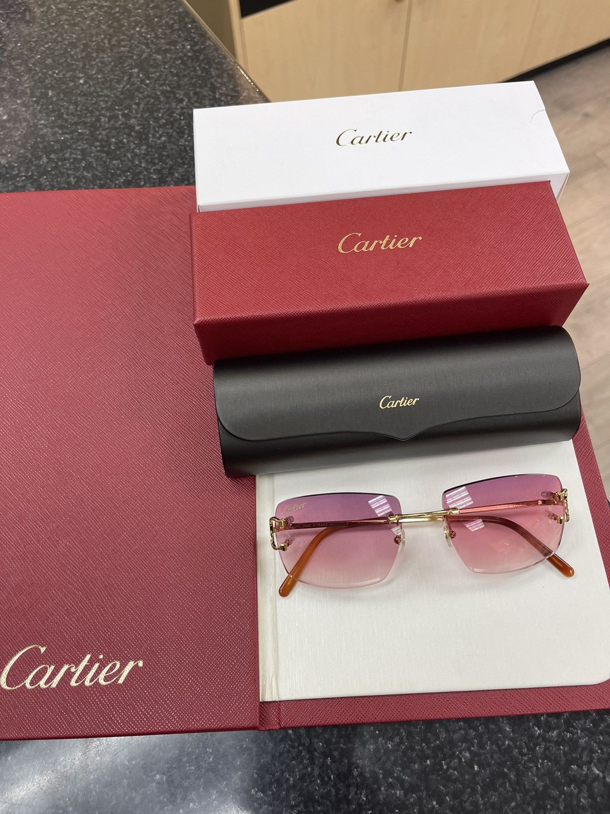 Cartier Cartier Big C with Custom Sunset Lenses Rimless Sunglasses