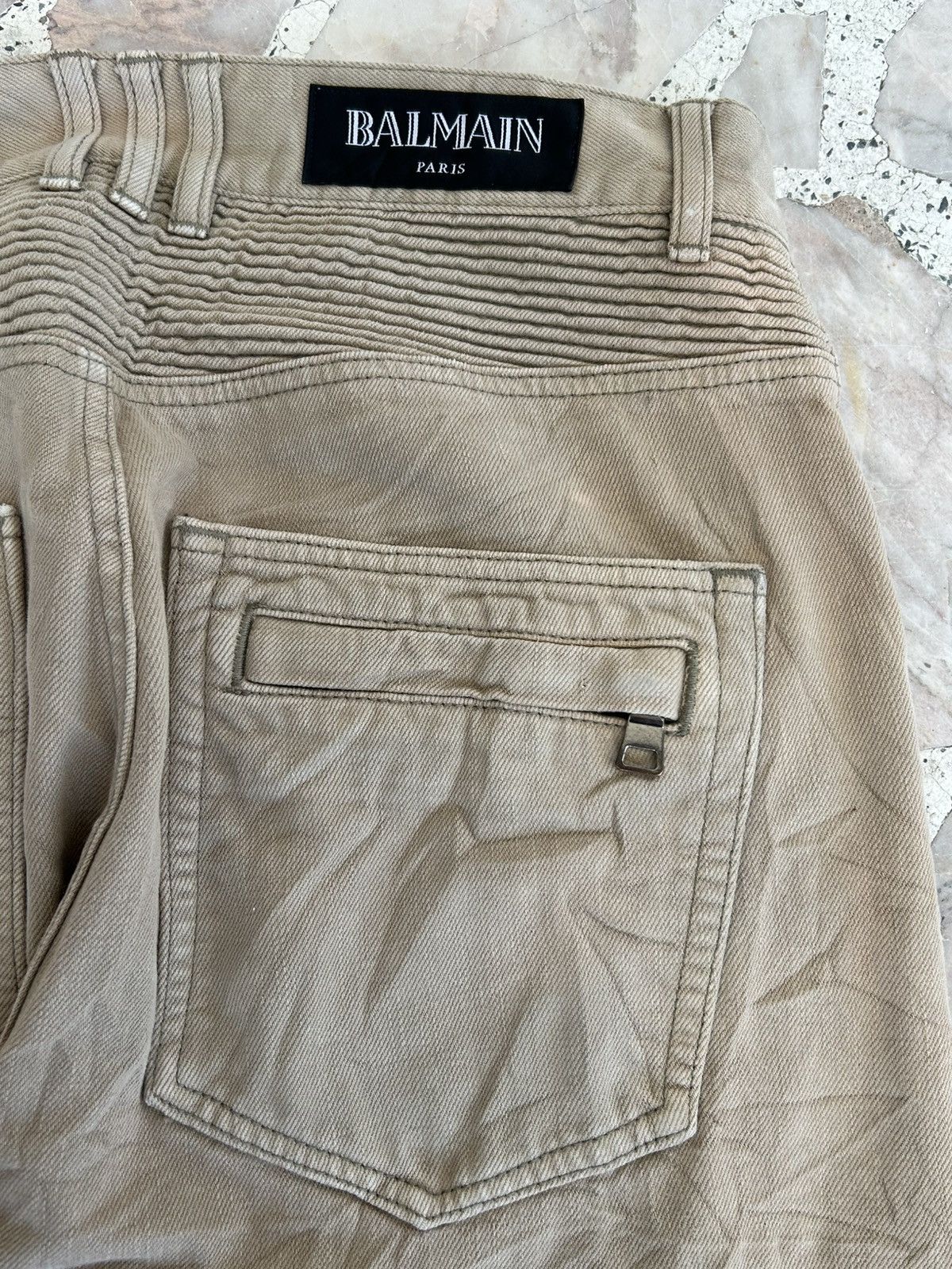 Balmain Balmain Biker Denim Pants Khaki Size US 33 - 13 Thumbnail