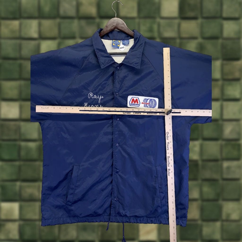 Vintage VINTAGE Senate Club 1987 100yr Anniversary Marathon Gasoline Mens Nylon Cotton Lined Snap Up Blue Windbreaker Style Lightweight Jacket XL Mens Size US XL / EU 56 / 4 - 1 Thumbnail