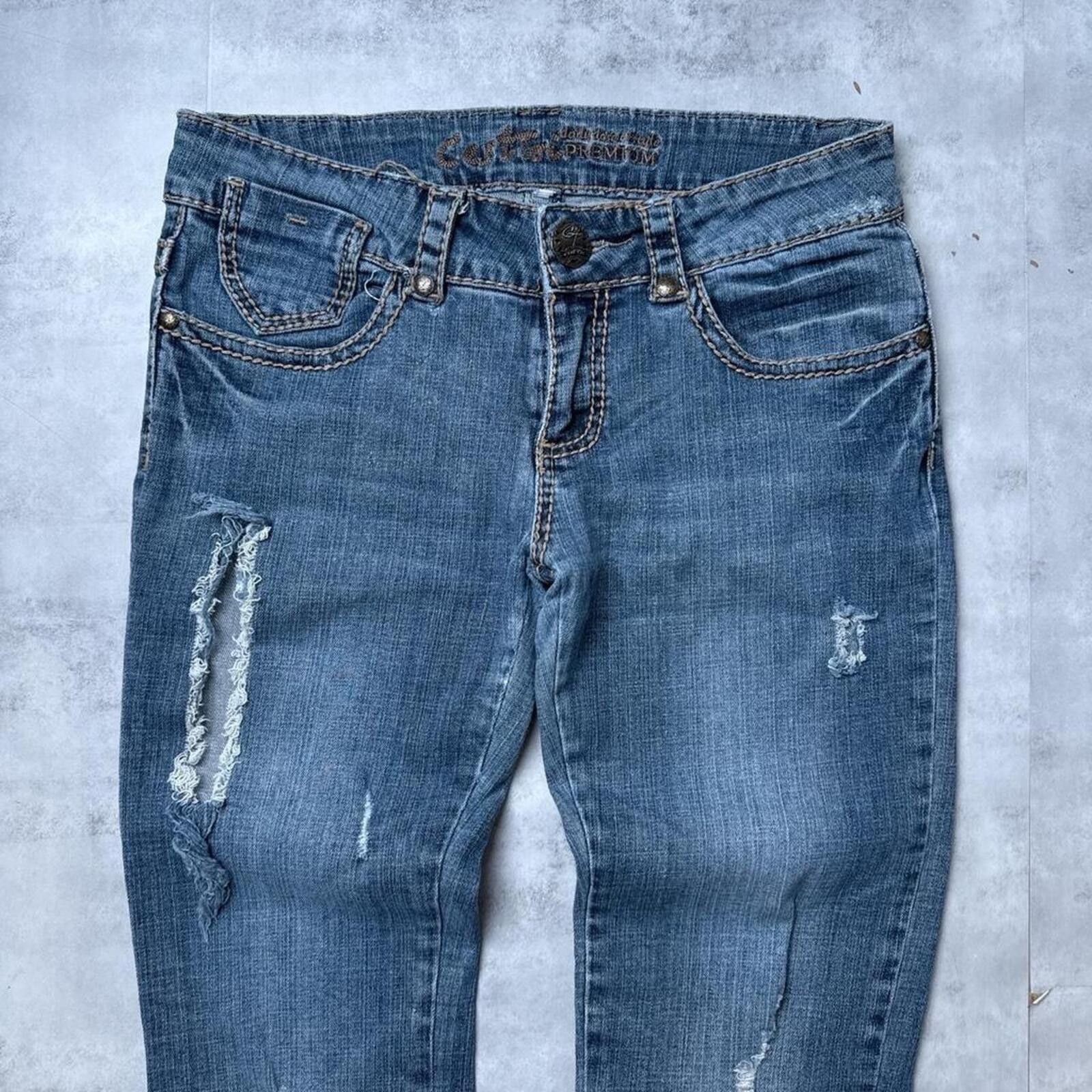 Other Y2K Cest Toi Flared distressed denim 00s jeans Size 30" / US 8 / IT 44 - 4 Thumbnail
