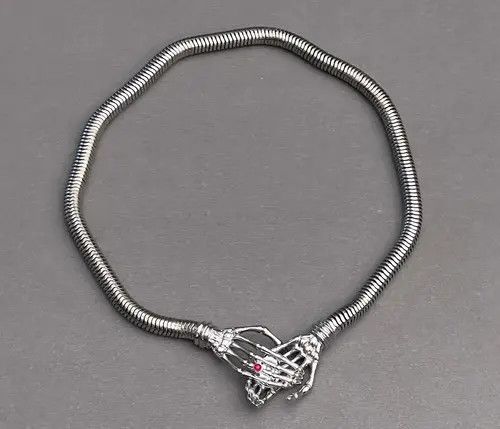 Jewelry Silver Skeleton Hands Choker Necklace, Mens Jewelry Size ONE SIZE - 2 Thumbnail