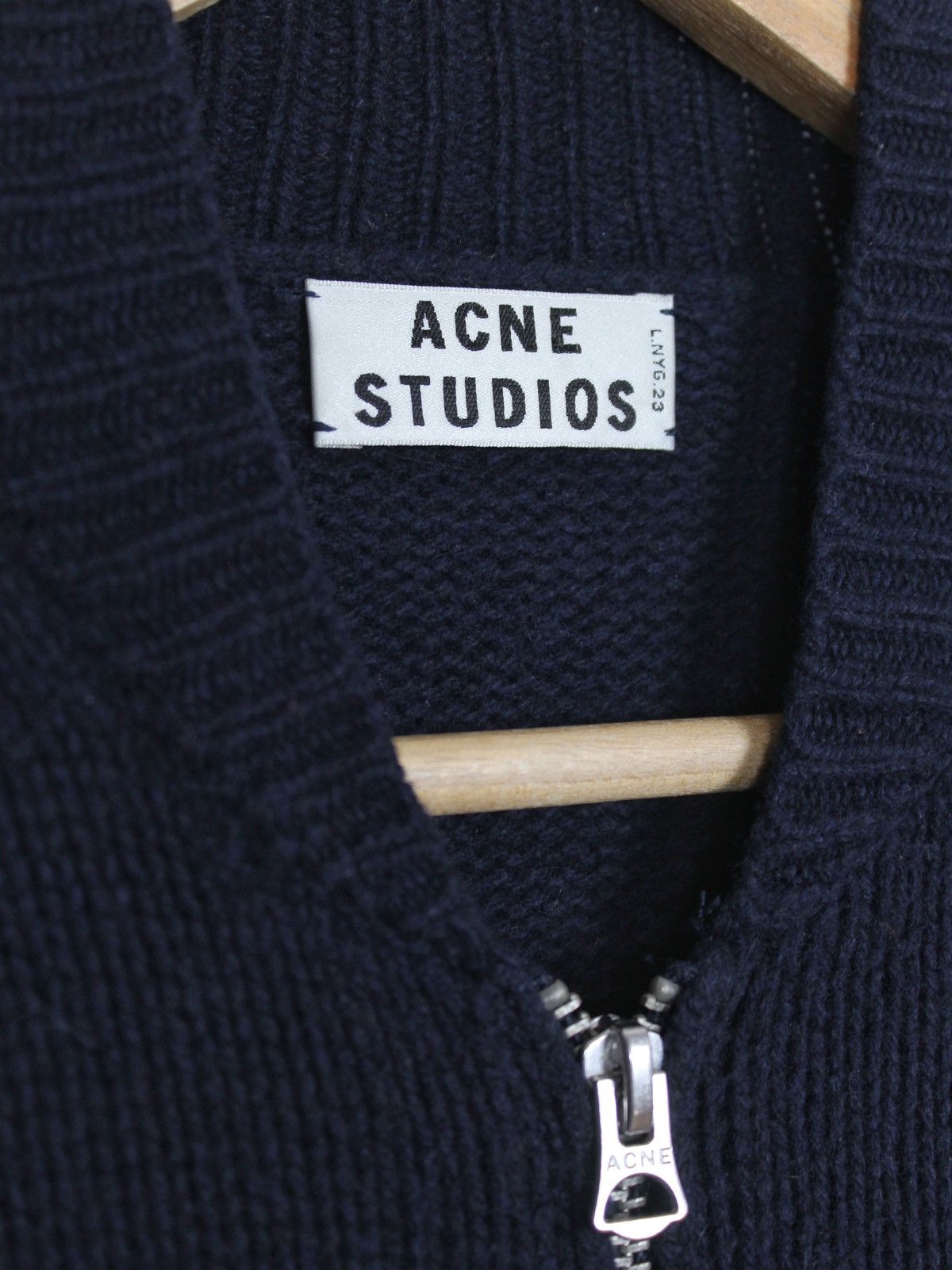 Acne Studios Acne Studios Chest Full Zip Navy Knit Sweater Size US S / EU 44-46 / 1 - 5 Thumbnail