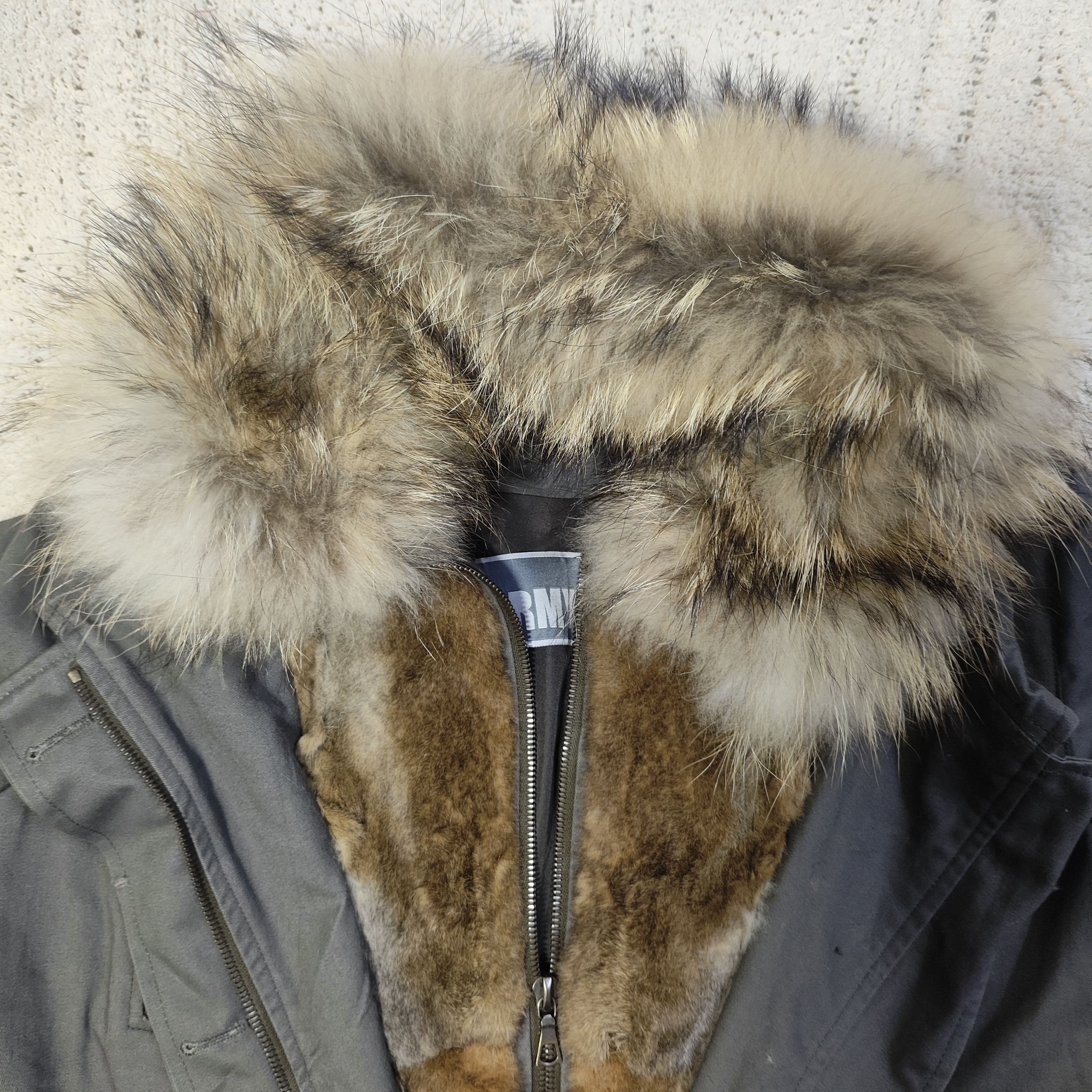 Yves Salomon ARMY Yves Salomon Cement Grey Khaki Fur Zip Up Jacket Size XS / US 0-2 / IT 36-38 - 10 Thumbnail
