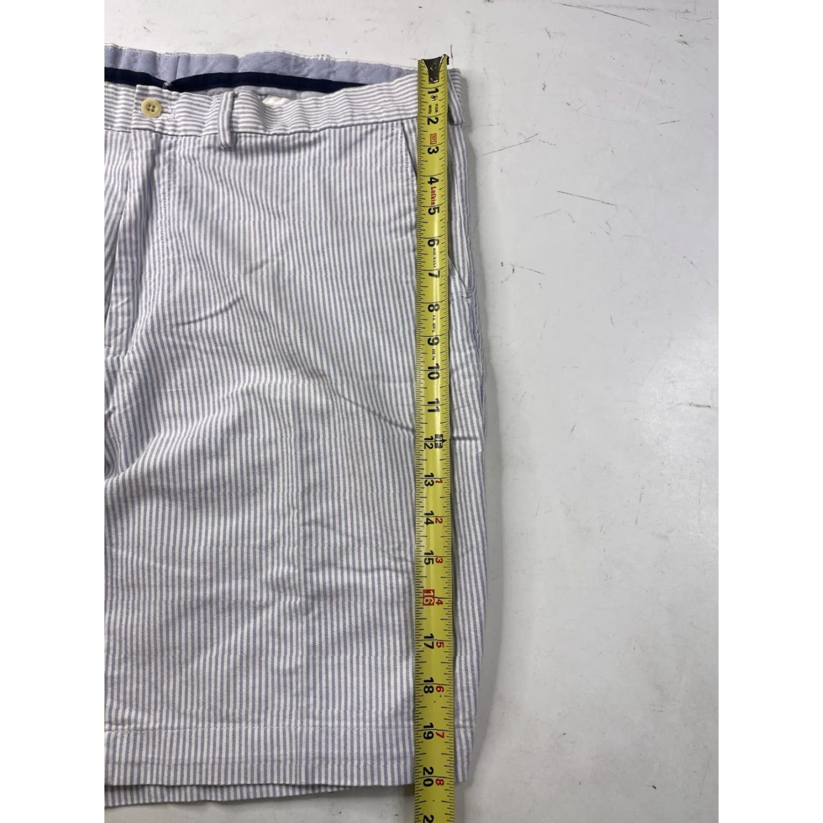 Polo Ralph Lauren Polo Ralph Lauren Shorts Mens 38 Chino Cotton Flat Front Blue White Seersucker Stripe Pockets Mens Size US M / EU 48-50 / 2 - 3 Thumbnail