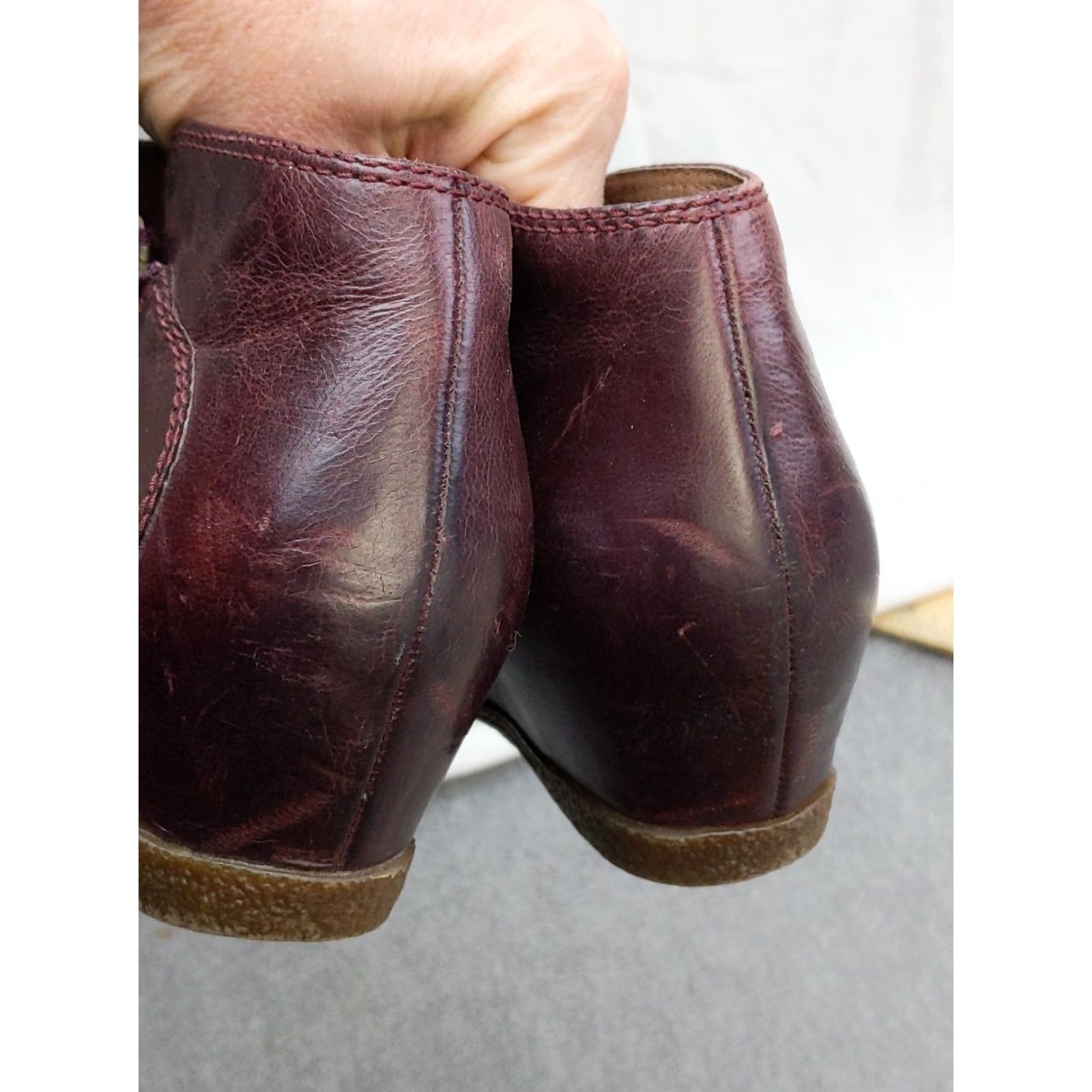 Dansko Dansko Boots Womens 37 Burgundy Leather Wedge Ankle Booties Zip Comfort Casual Shoes Womens Platform Size US 7 / IT 37 - 4 Thumbnail