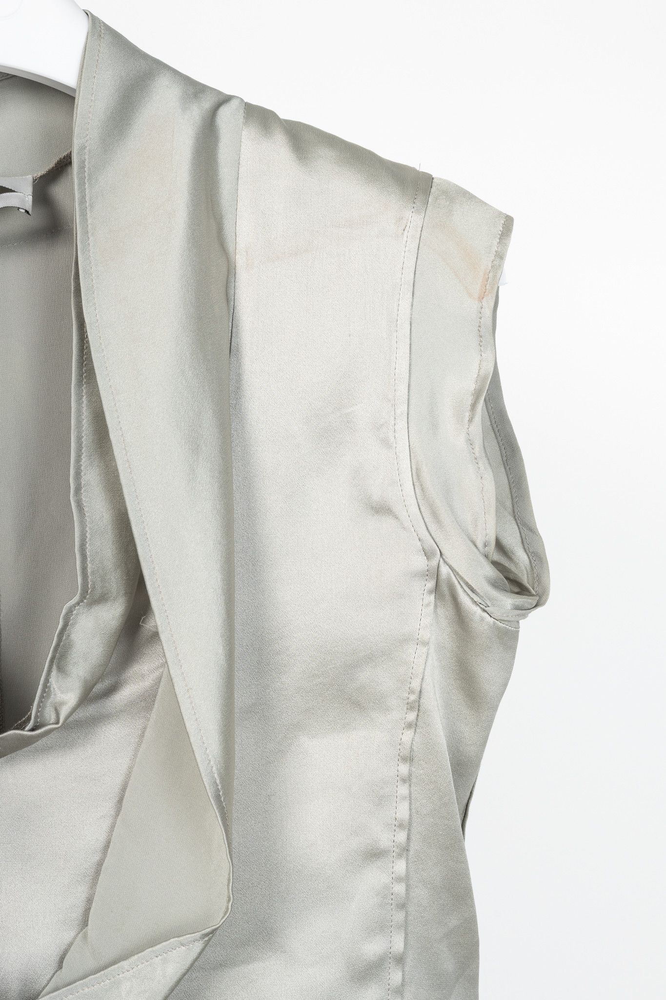 Yves Saint Laurent Yves Saint Laurent SS09 Grey Silk-Charmeuse Cowl Blouse Size L / US 10 / IT 46 - 6 Thumbnail