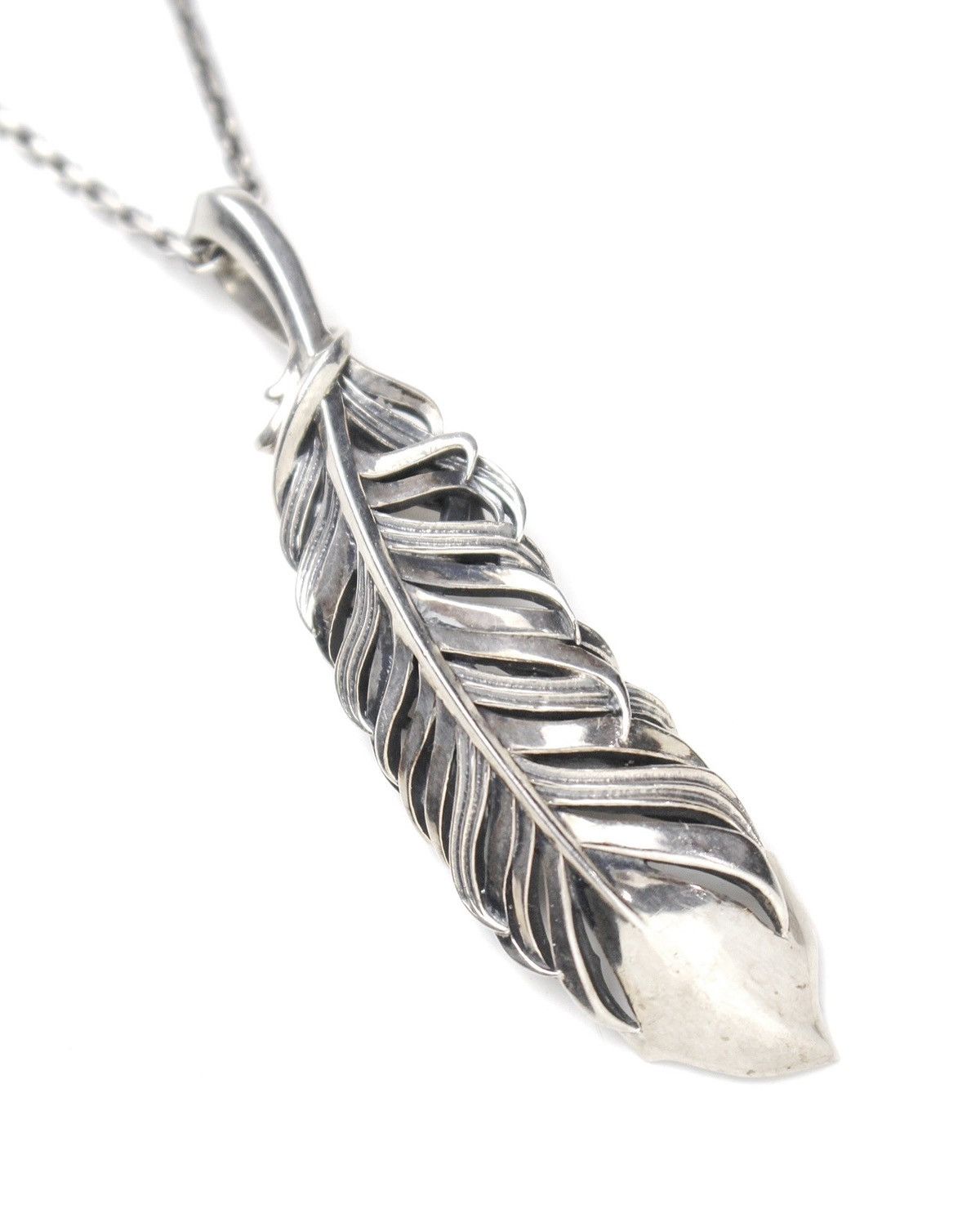 Vintage M’S COLLECTION SILVER FEATHER PENDANT L NECKLACE Size ONE SIZE - 5 Thumbnail