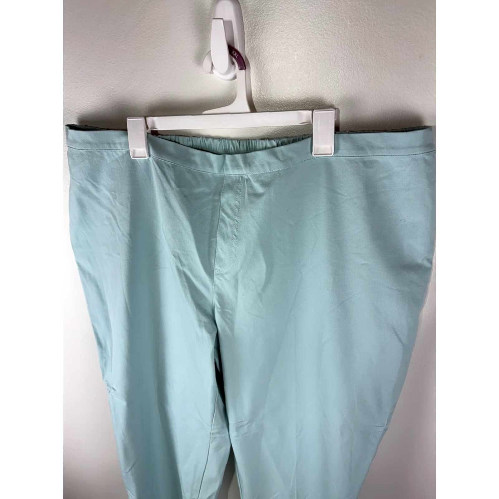 Isaac Mizrahi Isaac Mizrahi Pants Women 28W Lt Teal Pull On Elastic Waist Classic Chino Twill Cotton Rayon Spandex Machine Washable 27.5in Inseam Womens Size 28" / US 6 / IT 42 - 2 Thumbnail