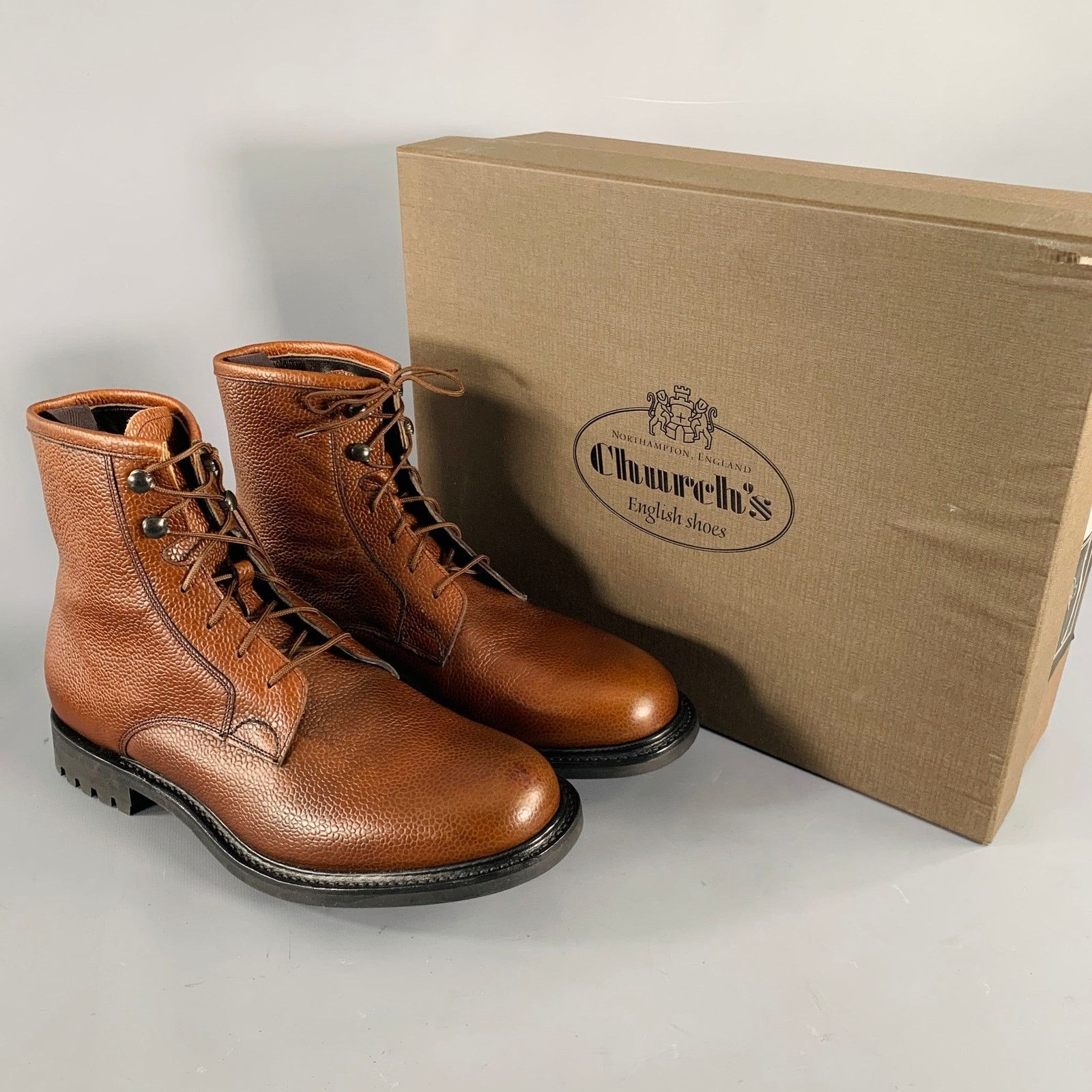 Church's CHURCH'S 7.5 -Wick Fur- Brown Pebble Grain Leather Boots Size US 7.5 / EU 40-41 - 9 Thumbnail