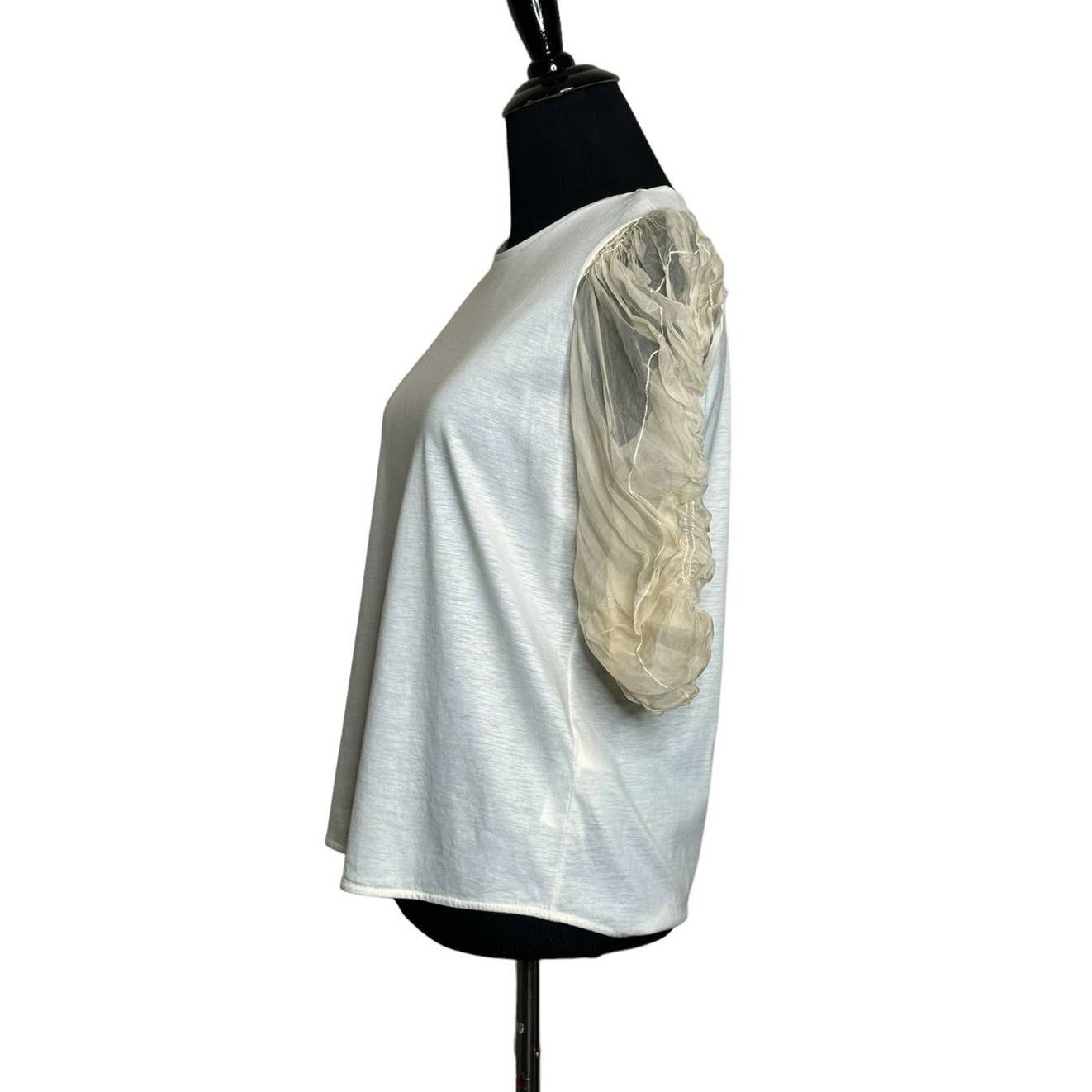 Sandro Sandro cream sheer puff chiffon sleeve blouse top size 2 Size XS / US 0-2 / IT 36-38 - 3 Thumbnail