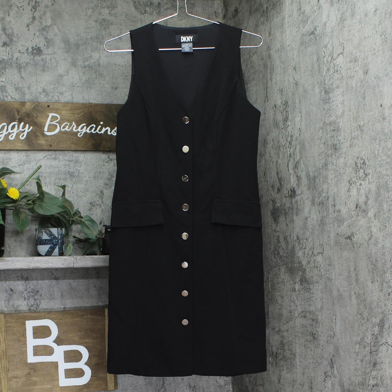 DKNY New Dkny Sheath A-line Button Front Dress Ponte Black 10 Size L / US 10 / IT 46 - 1 Thumbnail