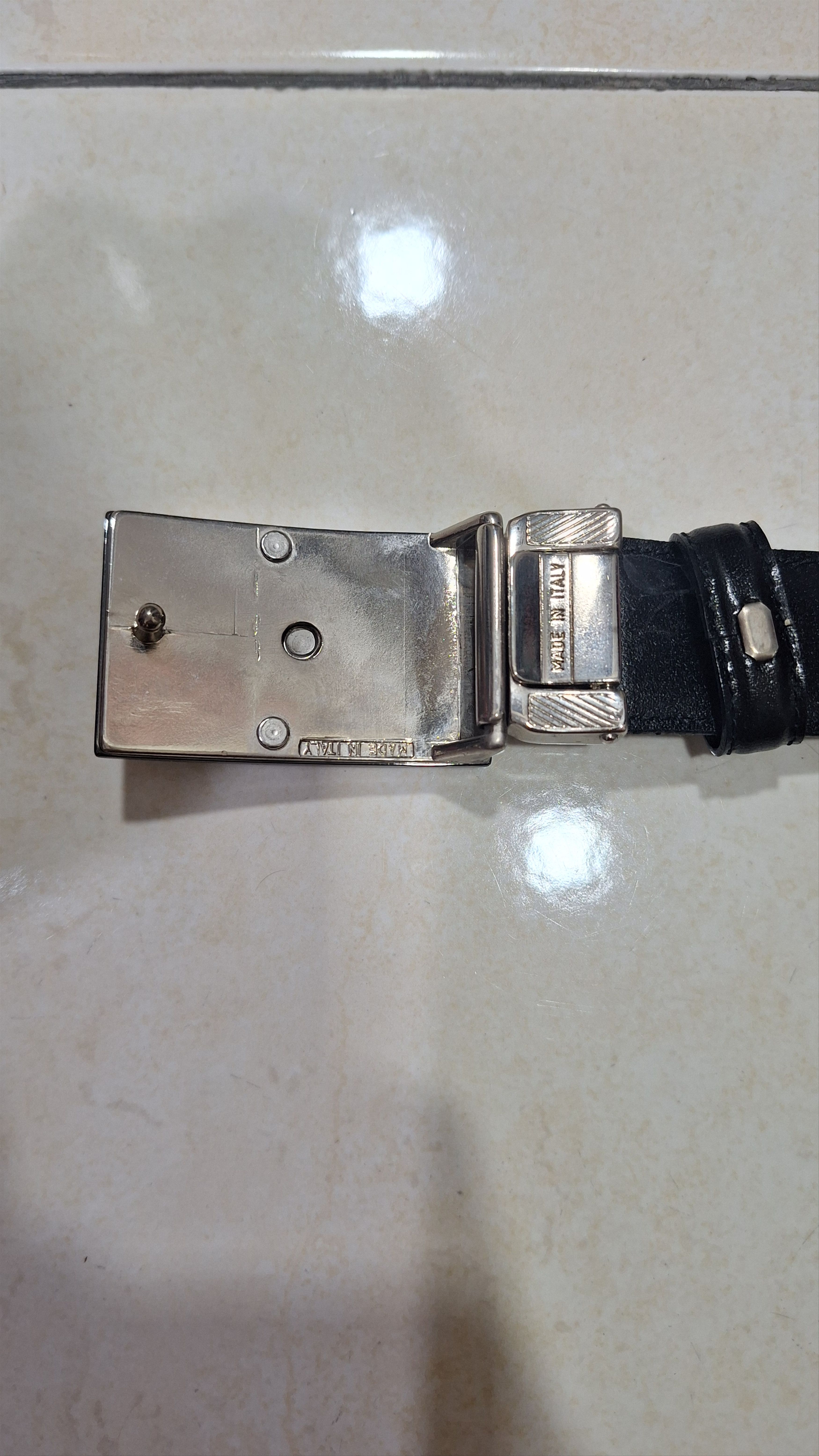 Versace Versace Medusa Black Leather Silver Buckle Size 44 - 5 Thumbnail