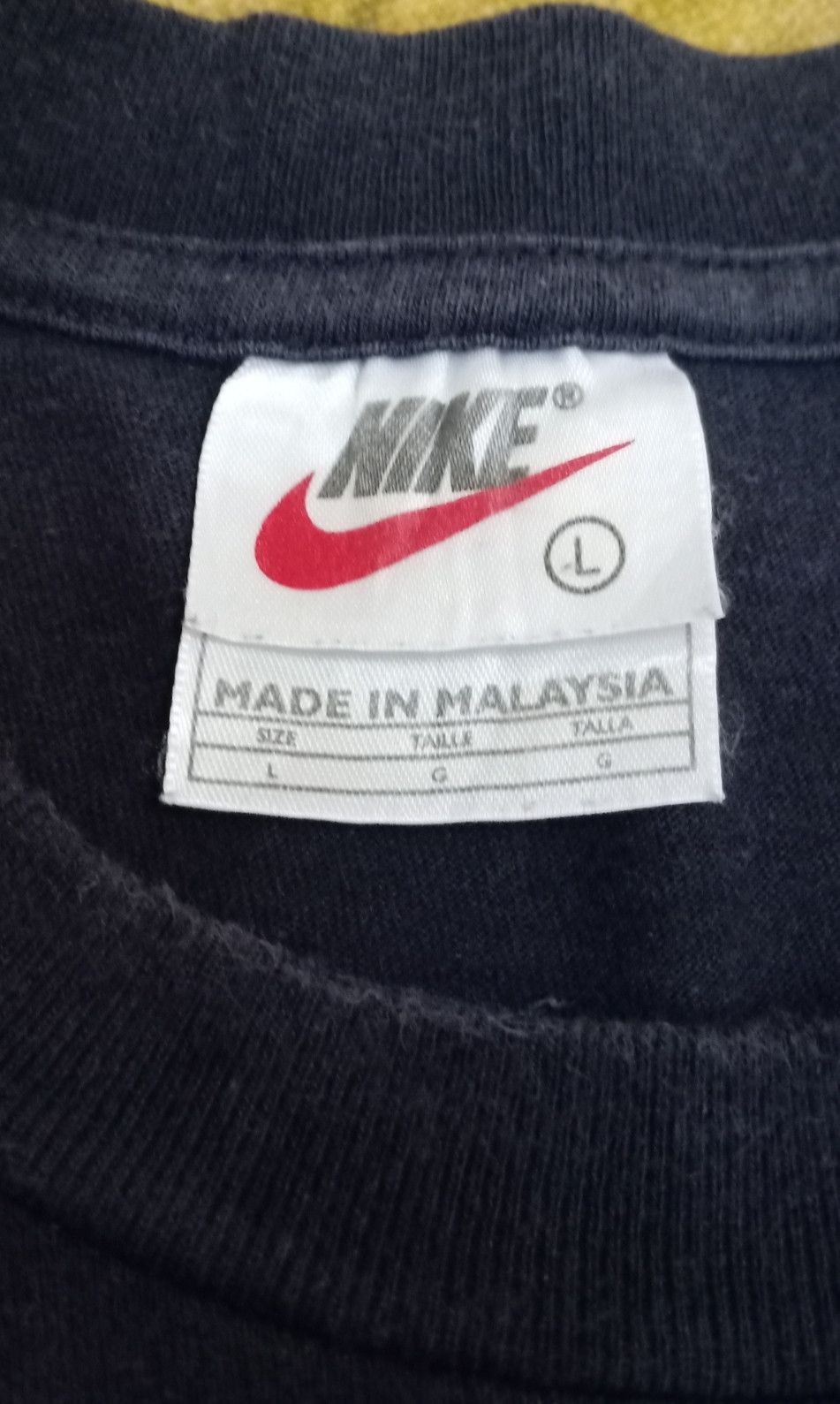 Nike × Vintage Vintage 90s Nike Yellow Big Swoosh T-shirt Size US XL / EU 56 / 4 - 8 Thumbnail