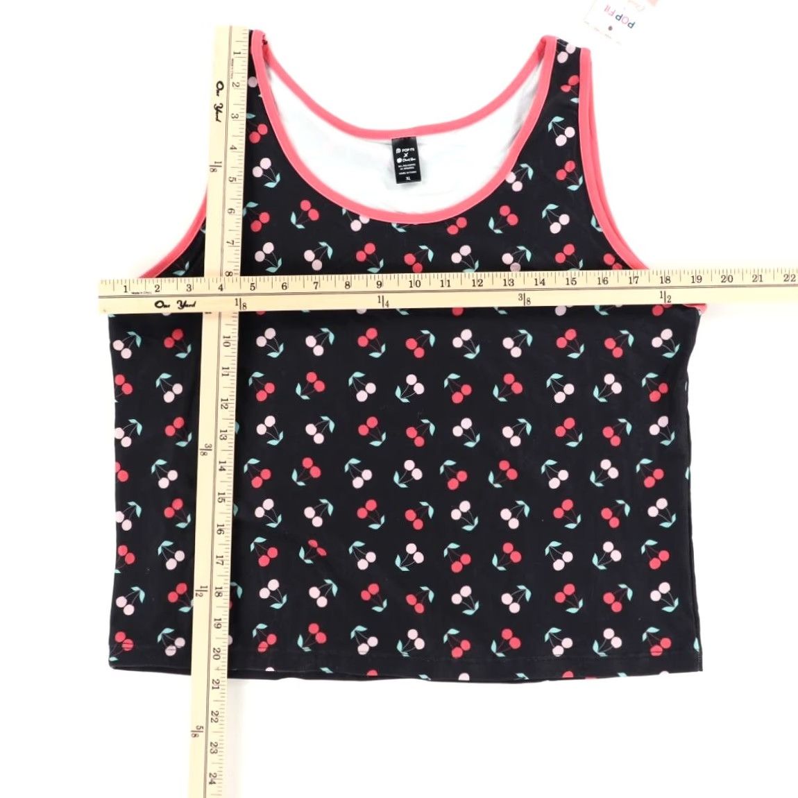 Vintage Pop Fit x Cheek Boss Cherry All Over Print Tank Top Black Women XL Shirt Size XL / US 12-14 / IT 48-50 - 3 Thumbnail