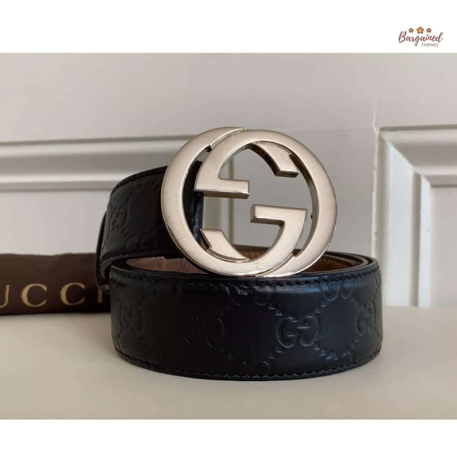 Gucci Gucci Guccissima Leather Silver Interlocking G Buckle Belt Size 30 - 1 Thumbnail