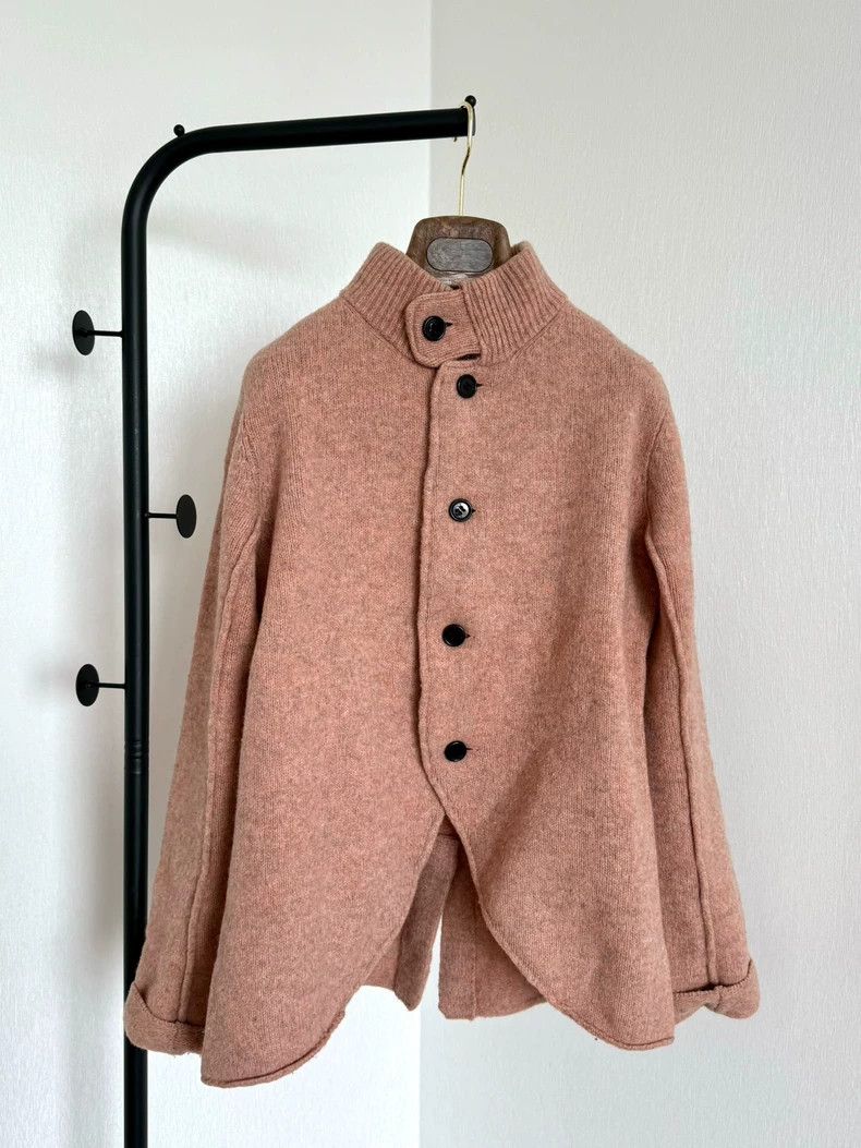Y's Y's Flesh pink pure wool mid-neck sweater jacket Size US M / EU 48-50 / 2 - 2 Thumbnail