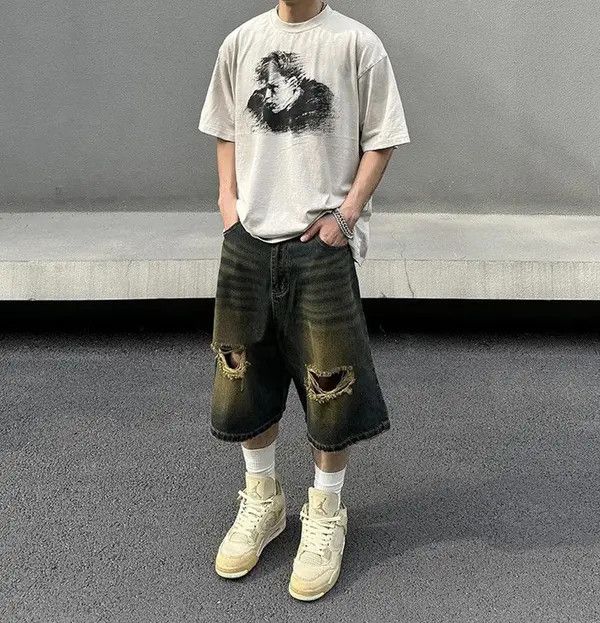 Other VIBE Baggy Distressed Denim Shorts Size US 32 / EU 48 - 2 Thumbnail