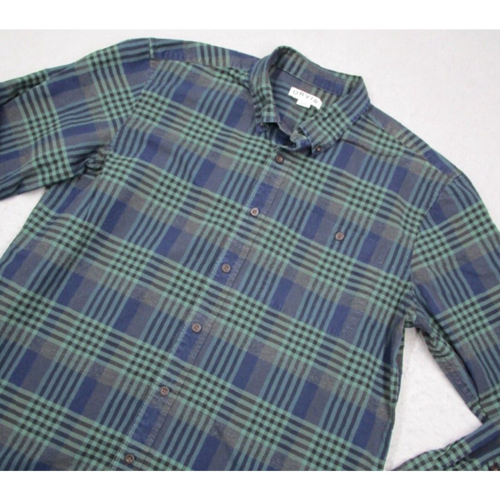 Orvis VINTAGE Orvis Mens Button-Up Shirt XL Green Tartan Flannel Casual Outdoor Workwear Size US XL / EU 56 / 4 - 2 Thumbnail