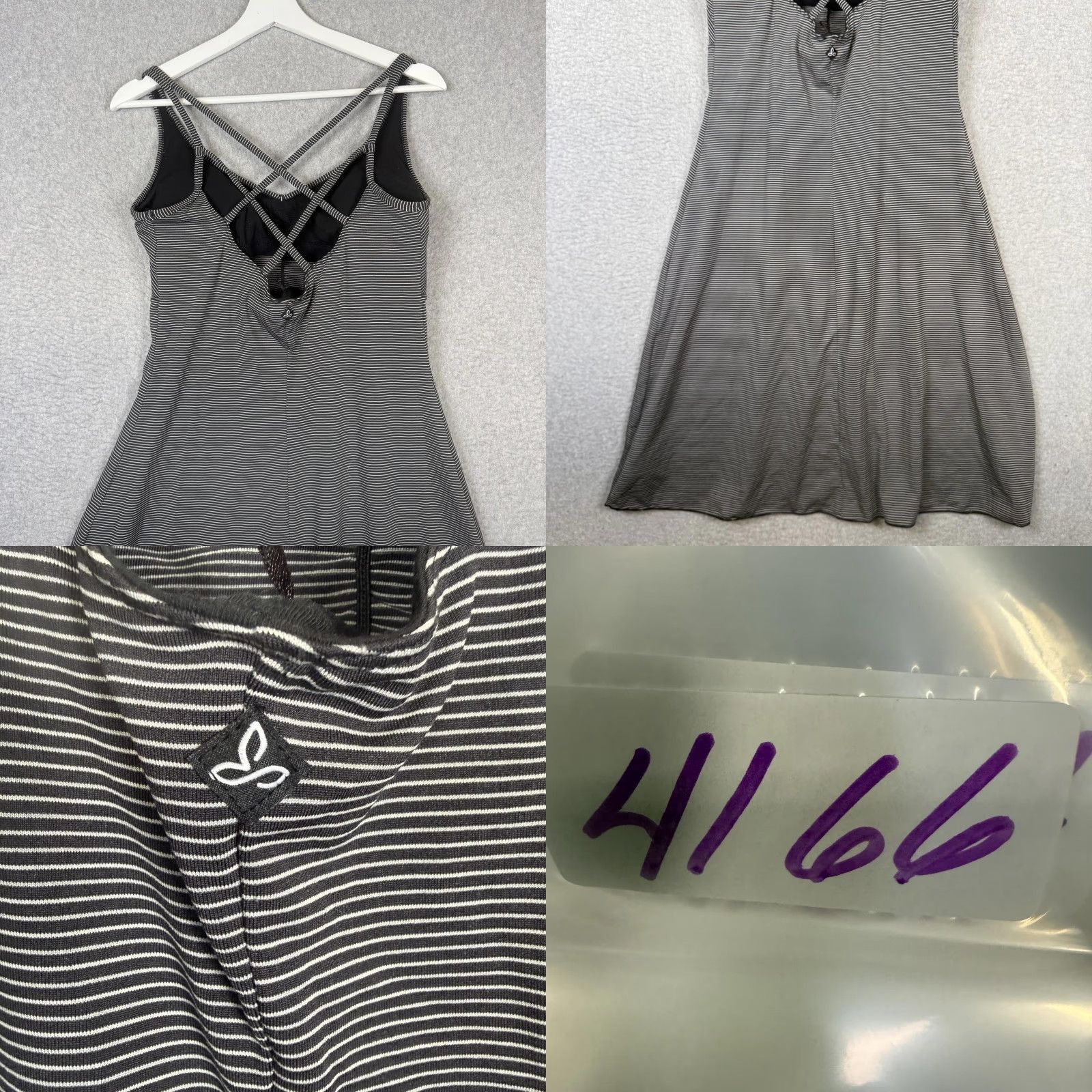 Prana Prana Rebecca Dress Womens Medium Coal Gray Striped Strappy Back Gorpcore Dress Size M / US 6-8 / IT 42-44 - 8 Thumbnail
