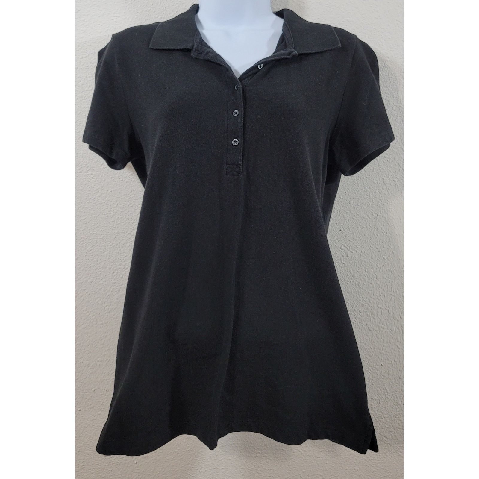 Faded Glory Faded Glory Black 5 Button Polo Top Medium 8 10 Short Sleeve Size M / US 6-8 / IT 42-44 - 1 Thumbnail
