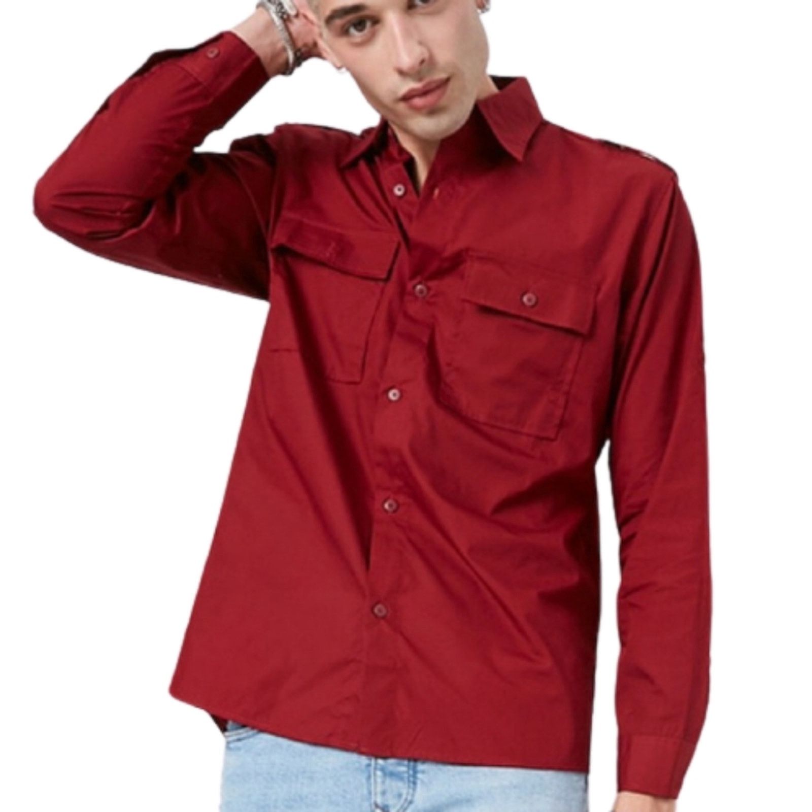 Other CRANBERRY ☆ FRONT FLAP POCKET ☆ EPILET SHOULDER SHIRT ☆ XL Size US XL / EU 56 / 4 - 1 Thumbnail