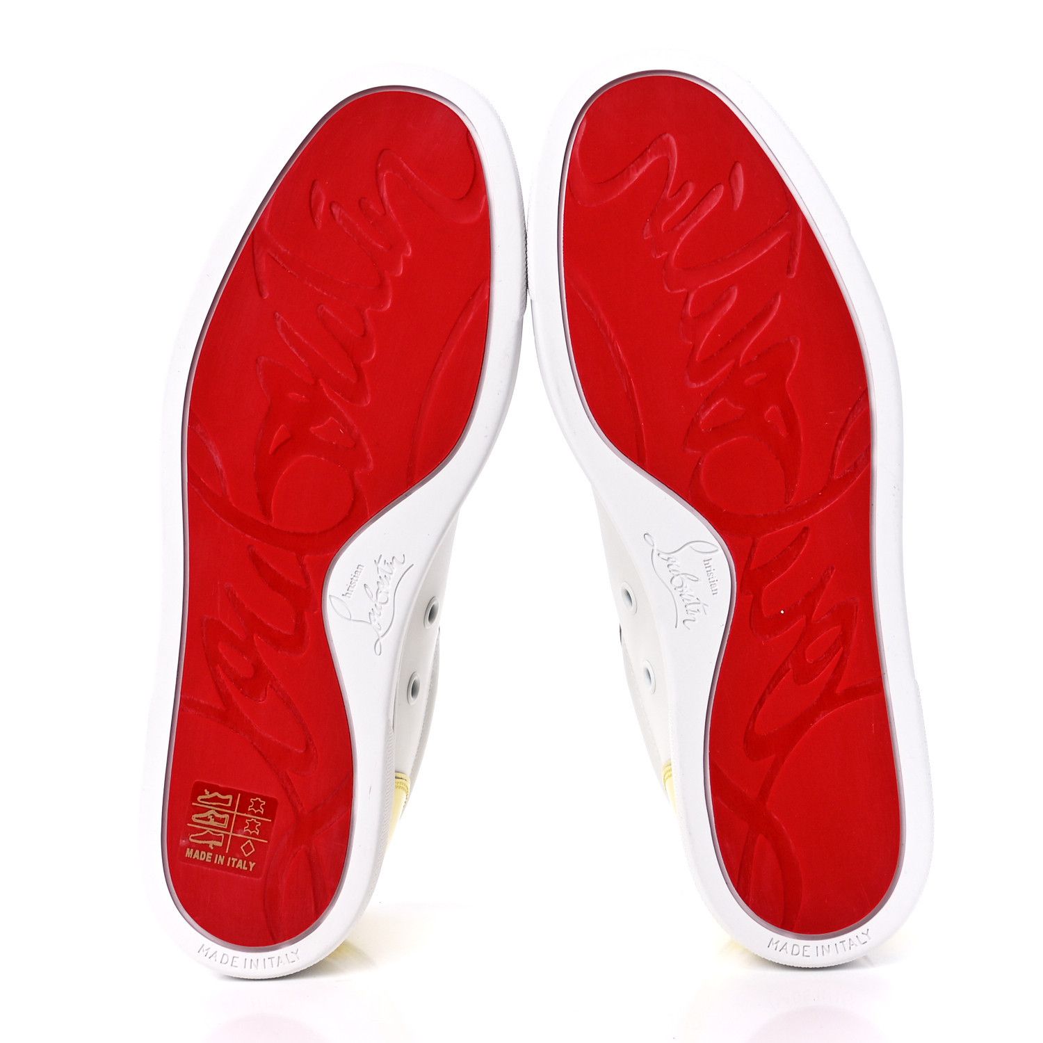 Christian Louboutin o1s1wg110924 Fun Vieira Flat Sneakers in White/Yellow Size US 10 / IT 40 - 6 Thumbnail
