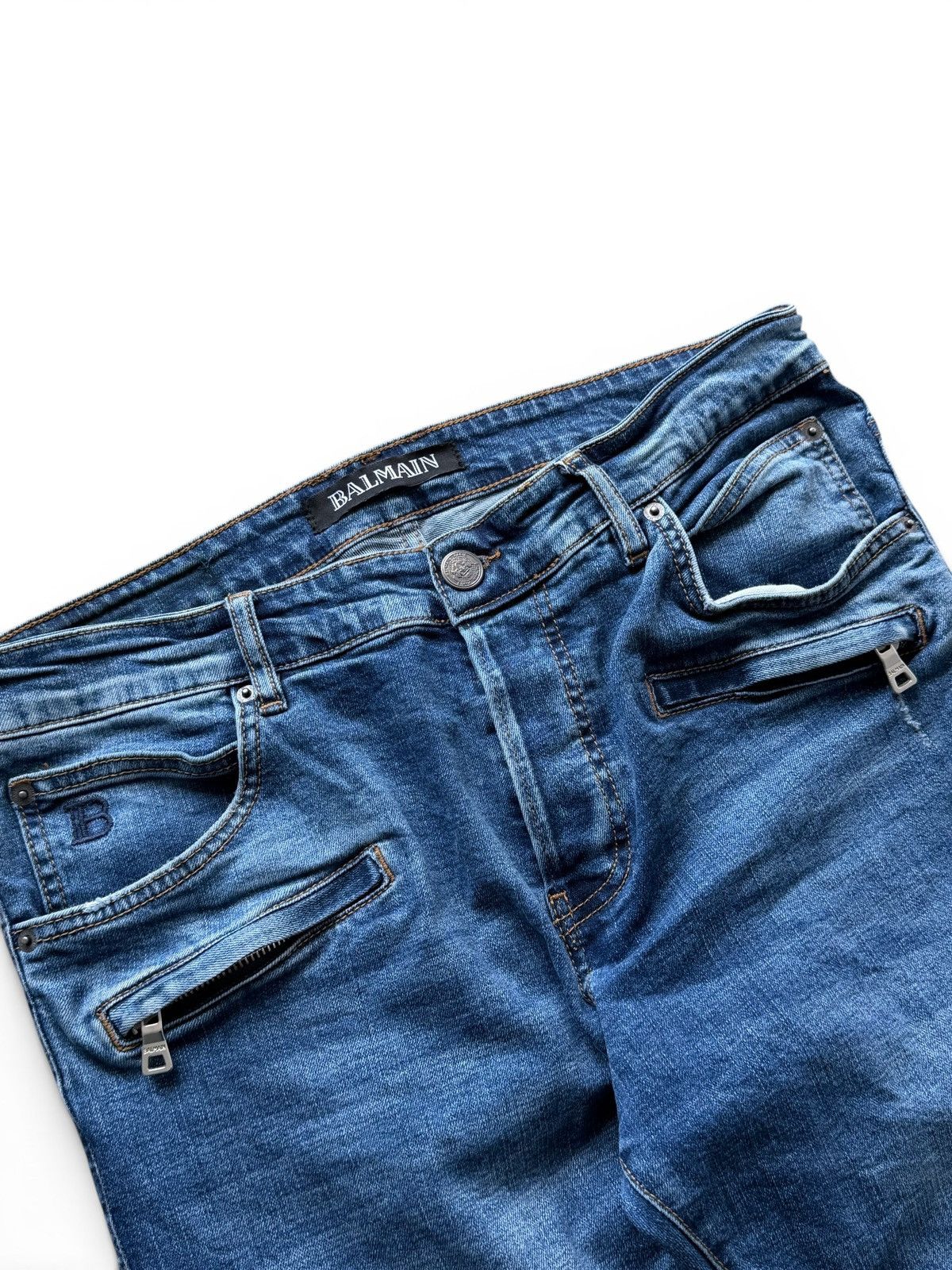 Balmain 2000s Balmain Washed Biker Denim Jeans Size US 36 / EU 52 - 4 Thumbnail