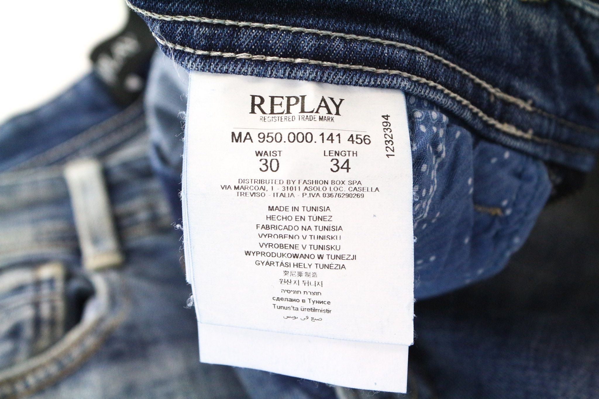 Replay ROB W30/L34 Straight Tapered Washed Blue Cotton Jeans 73923 Size US 30 / EU 46 - 6 Thumbnail