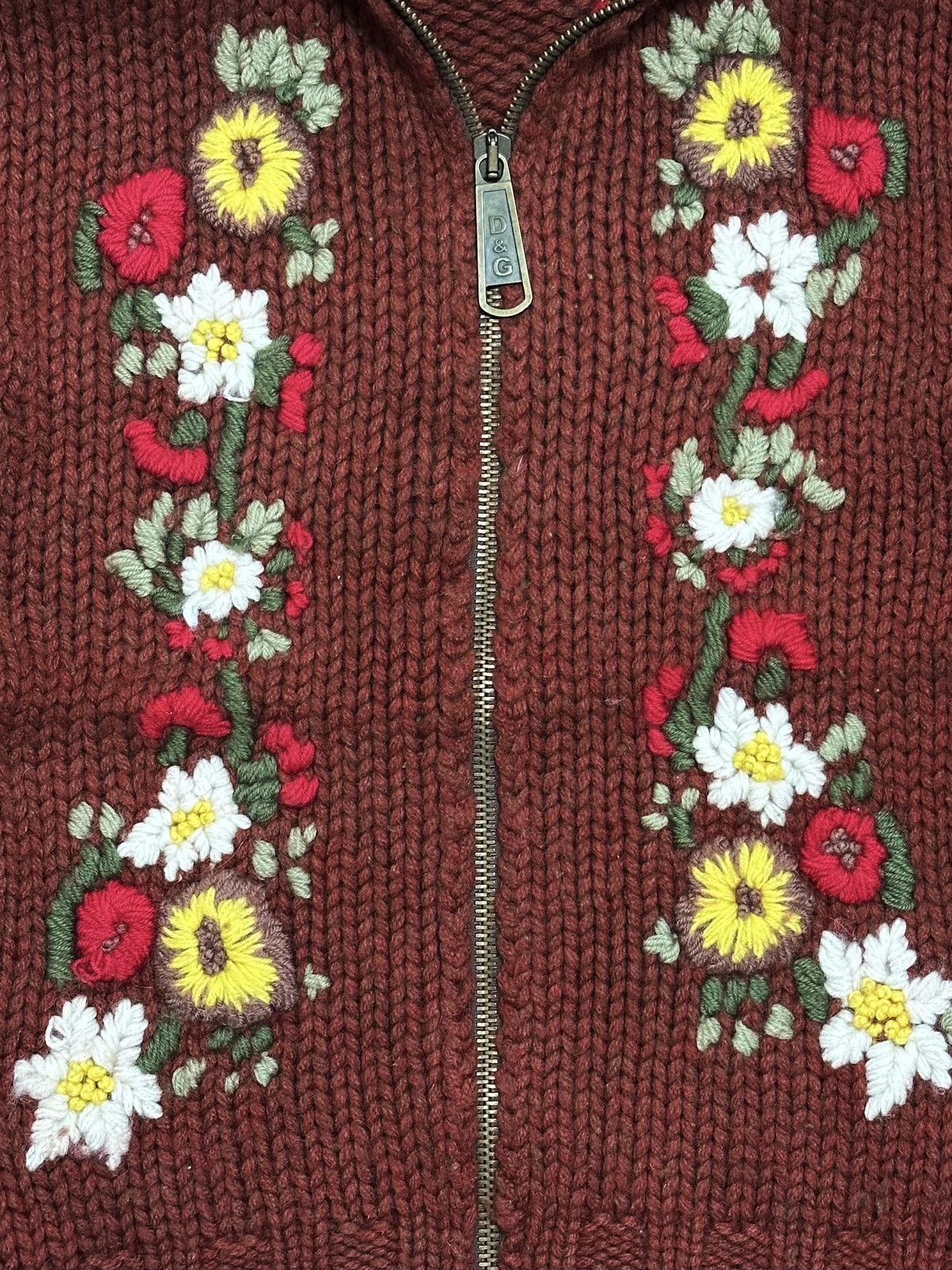 Dolce & Gabbana D&G Fall Winter 2002 Embroidered Floral Knit Cardigan Size M / US 6-8 / IT 42-44 - 4 Thumbnail