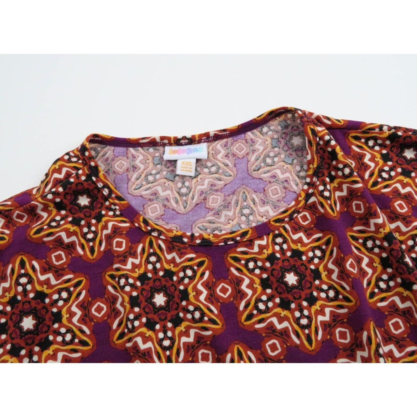 Vintage LuLaRoe Irma T Shirt Tunic XXS Purple Stars Dots Top Tee Stretch LLR Size XXS / US 00 / IT 34 - 6 Thumbnail