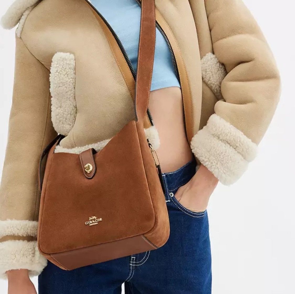 Coach NWT COACH Hadley Convertible Crossbody Bag In Suede Size ONE SIZE - 6 Thumbnail