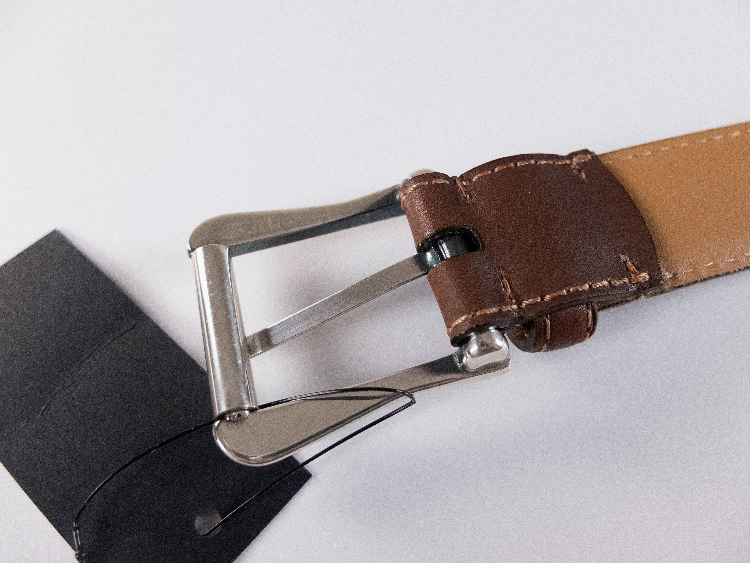 Berluti BERLUTI brown contrast stitch classic leather belt 80 Size 32 - 3 Thumbnail