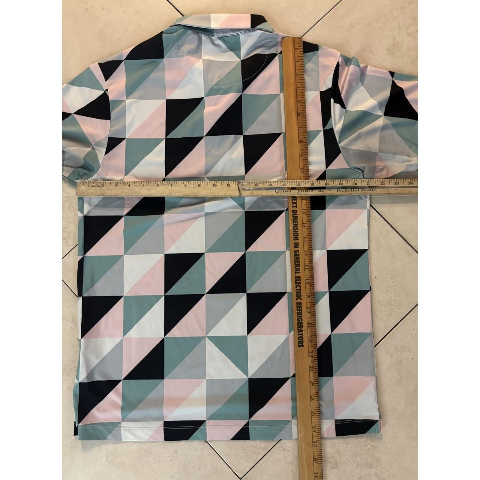 Vintage Bad Birdie Polo Shirt Mens M Pink Green Black Geometric Golf Allover Print Size US M / EU 48-50 / 2 - 6 Thumbnail