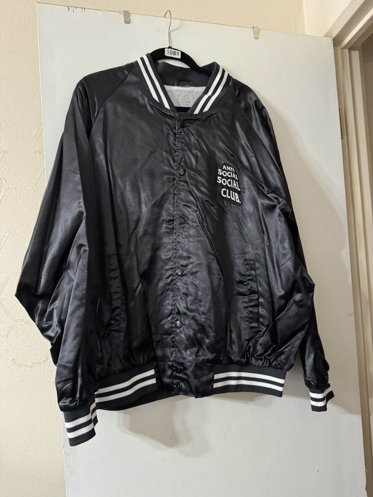 Anti Social Social Club Anti Social Social Club Satin Black Varsity Jacket Size US XXL / EU 58 / 5 - 1 Thumbnail